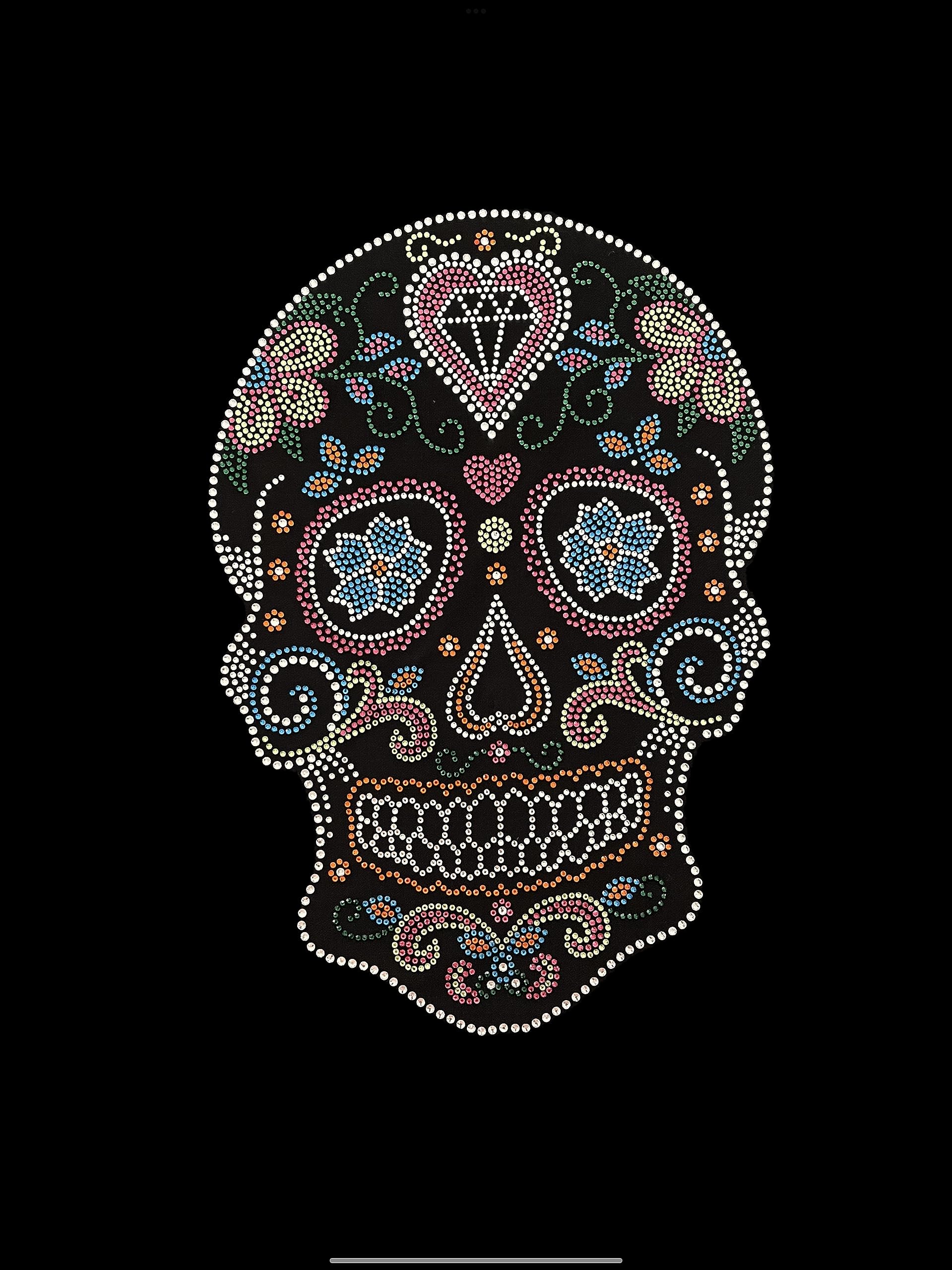 Neon Skull Rhinestone Iron-On Heat Transfer Patch - DIY Embellishment for Jackets, Hats & Bags - Perfect for Halloween & Punk Fashion
