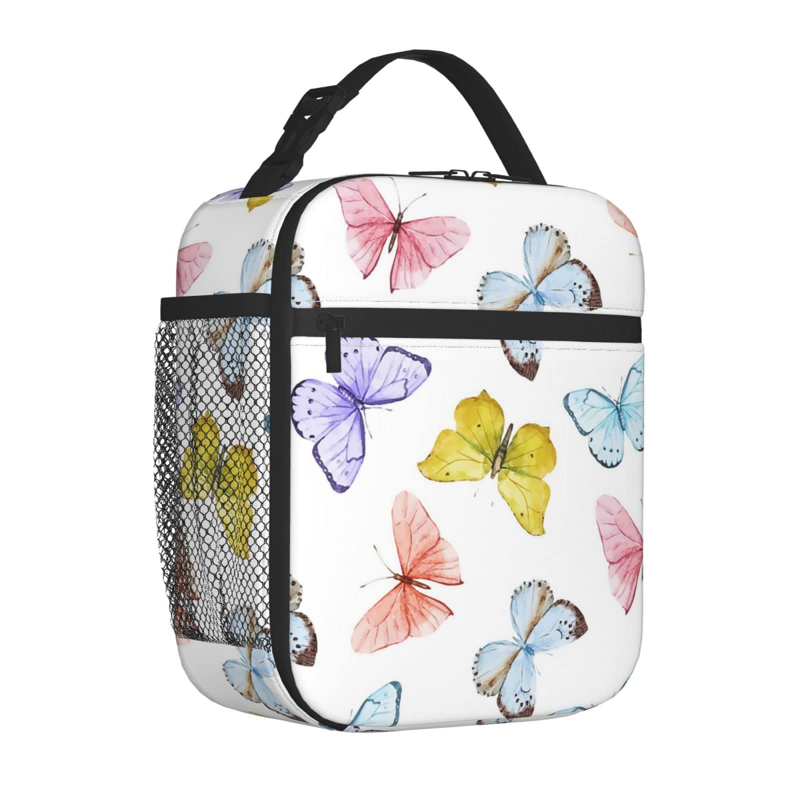 Blue Butterfly Insulated Lunch Bag - Reusable Cooler Lunch Box for Women & Men, Leakproof Lunch Tote with Side Pocket for School, Office, Travel, Picnic & Outdoor Activities | Perfect for Work, Camping & Daily Use