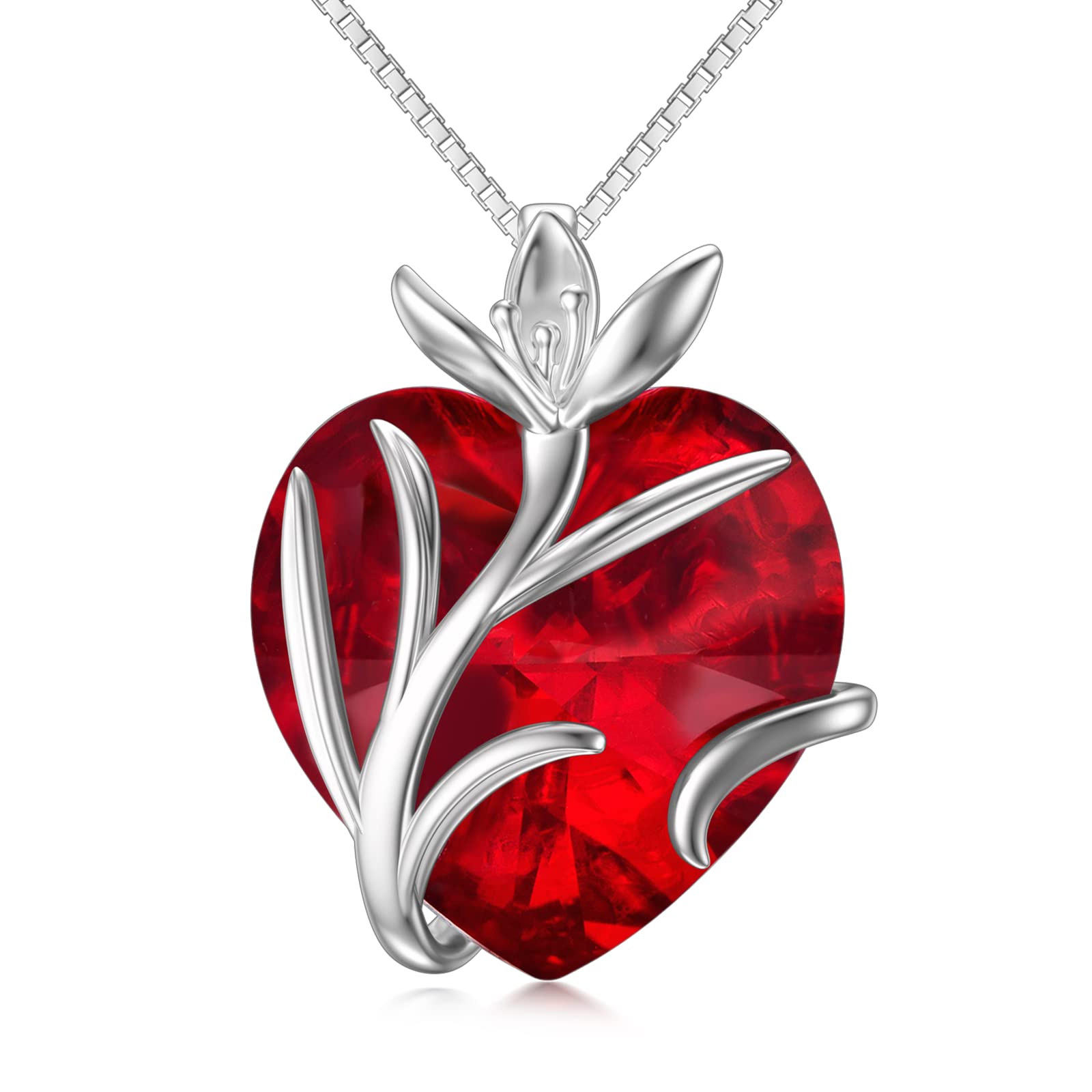 TOUPOP Sterling Silver Birth Flower Necklace for Women - S925 Floral Pendant Jewelry Gift for Her, Birthday, Christmas, Anniversary | Elegant Dainty Necklace for Wife, Girlfriend, Daughter | Perfect for Everyday Wear, Date Night, Special Occasions