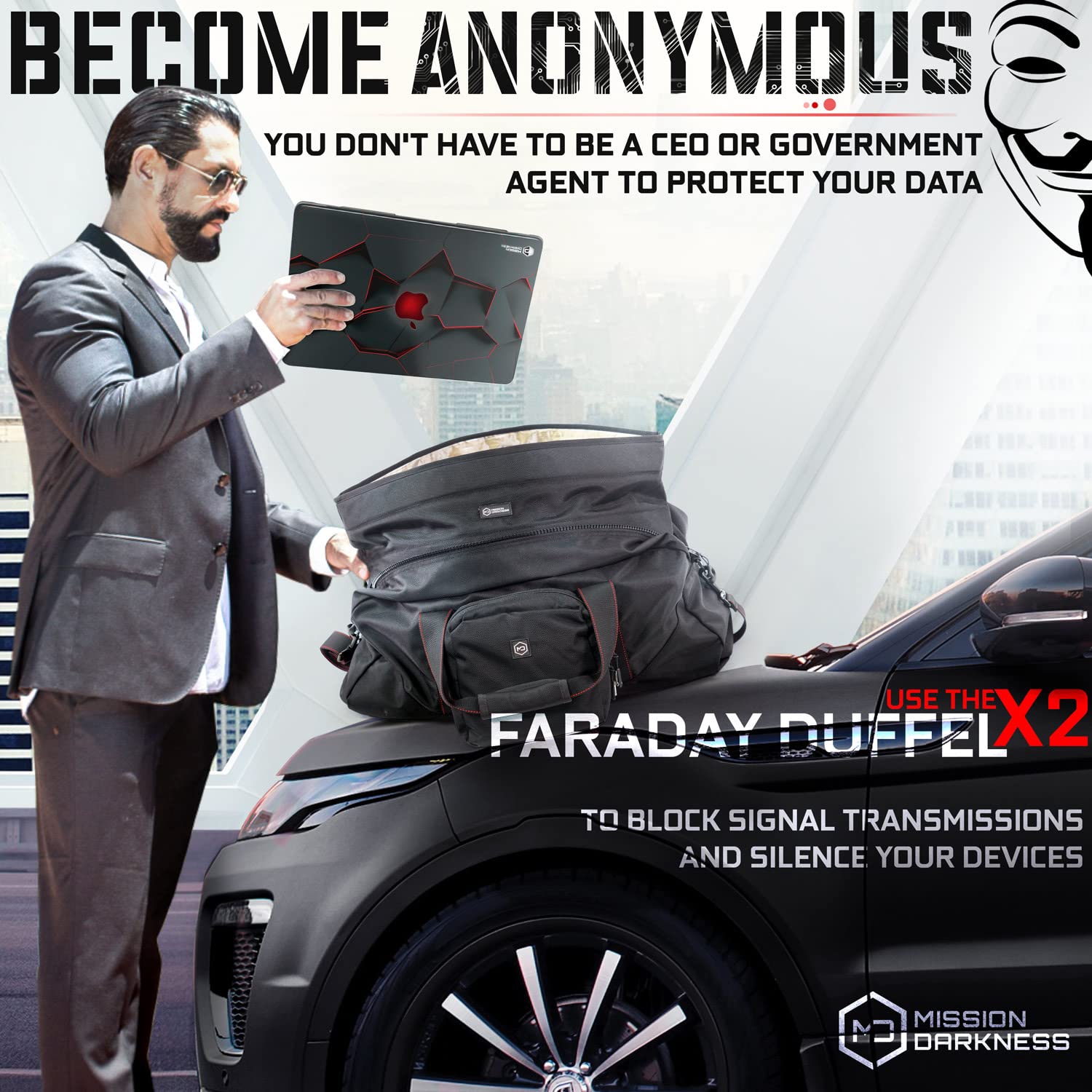 Mission Darkness X2 Faraday Duffel Bag with Detachable MOLLE Pouch (Gen 2) - Military-Grade RF Shielding for Electronics, Phones & Digital Forensics - Signal Blocking & Data Privacy Protection for Travel, EDC & Security Professionals