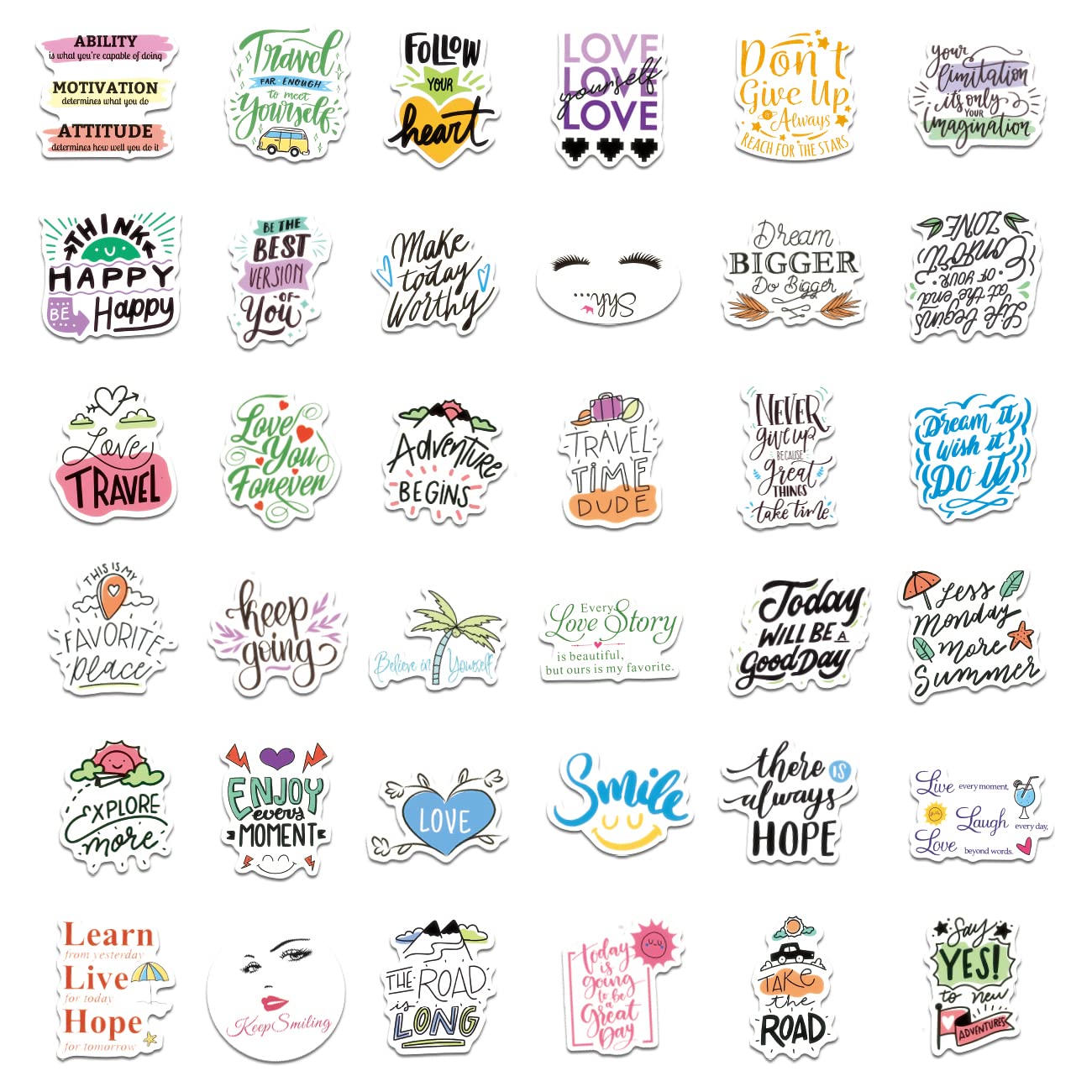 200pcs Motivational Quote Stickers - Positive Affirmation Stickers for Students, Teachers, Kids & Adults - Inspirational Words Stickers for Water Bottles, Laptops, Journals & DIY Crafts - Boost Confidence & Productivity Daily