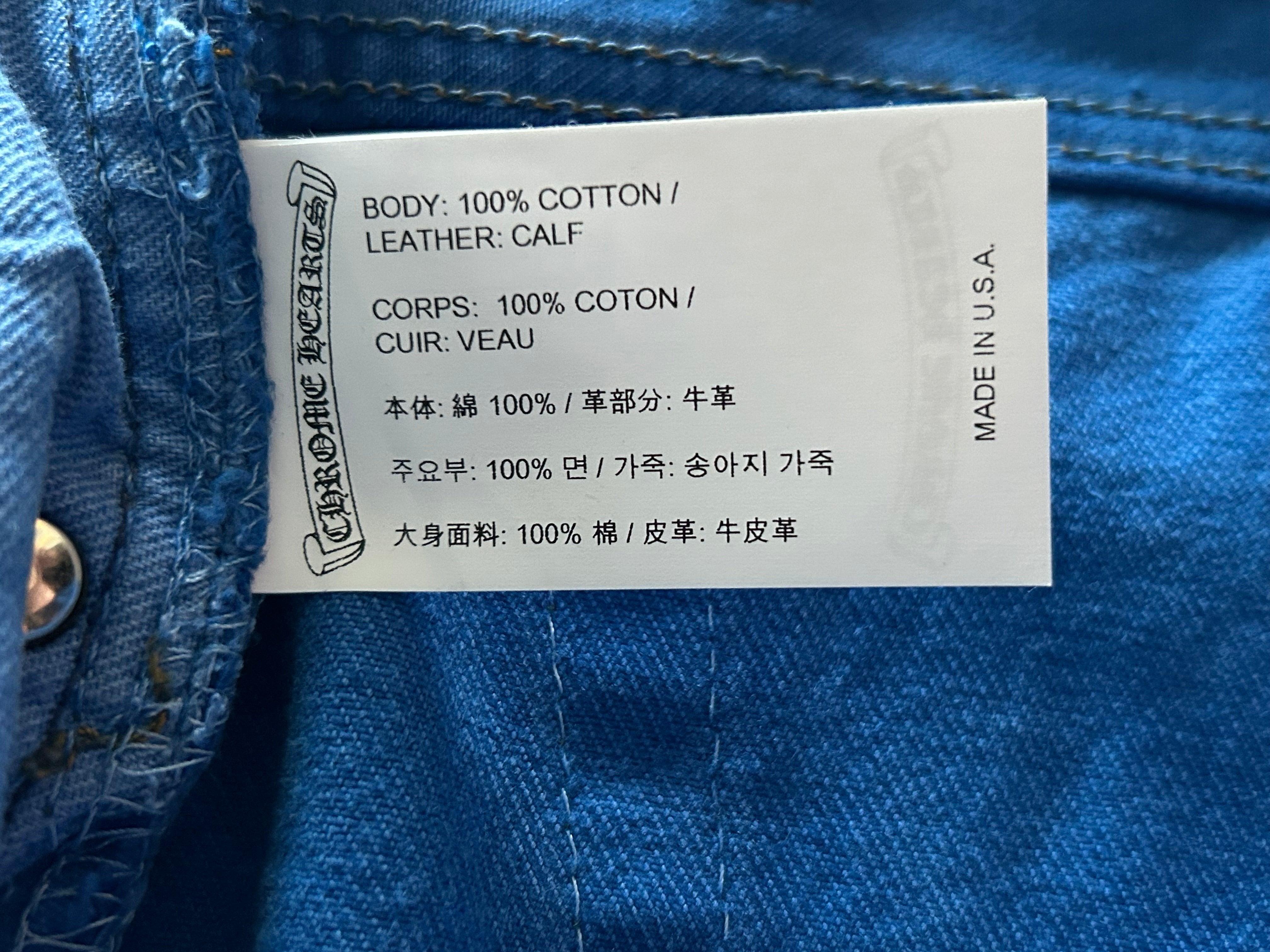 Chrome Hearts x Levi's London Exclusive Blue Dyed Cross Patch Denim Jeans for Men - Vintage Distressed Skinny Fit Pants | Perfect for Streetwear, Fashion Shows & Night Out