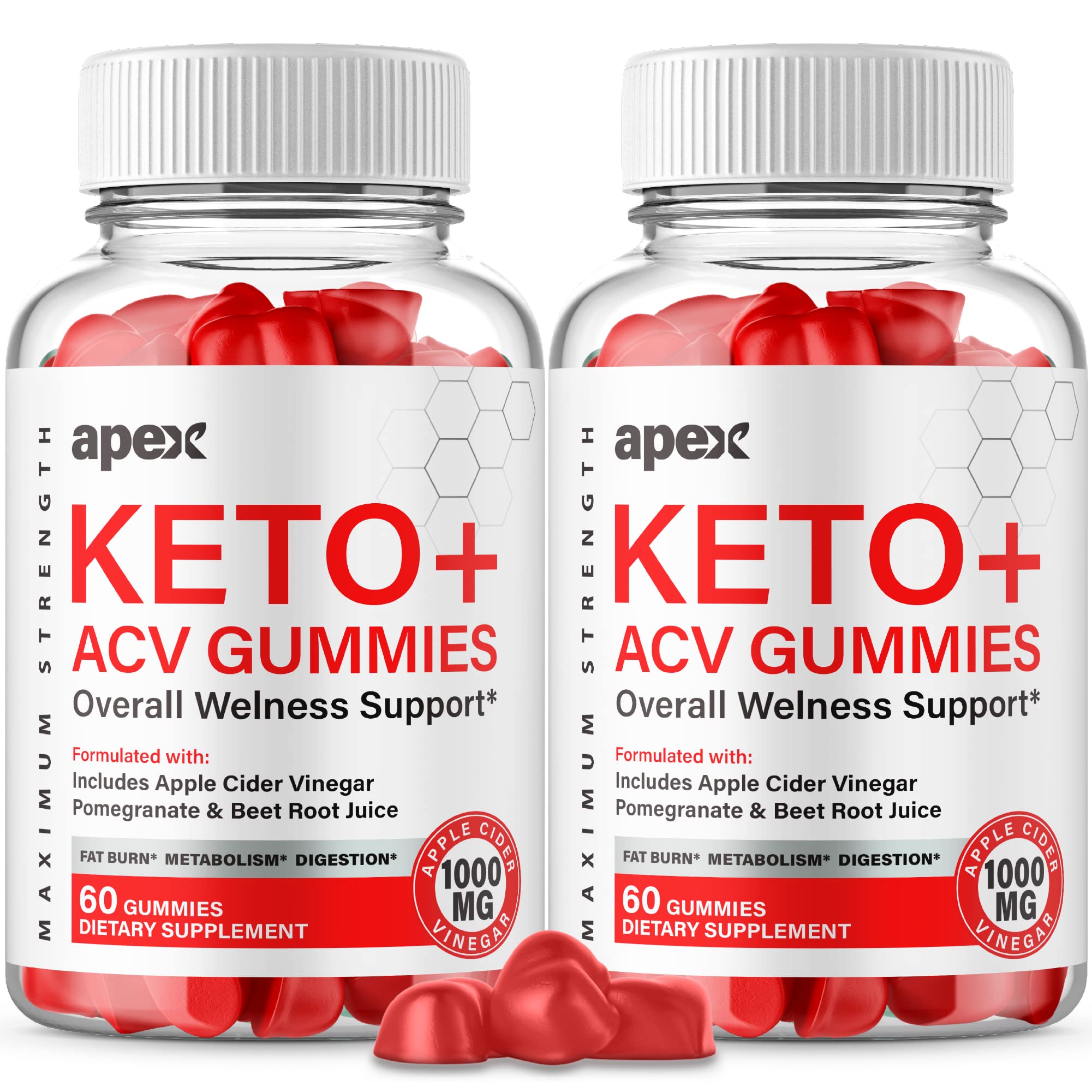 (2 Pack) Apex Keto ACV Gummies - Advanced Formula Apple Cider Vinegar Keto Gummy Supplement for Weight Loss & Energy Boost (120 Gummies) - Perfect for Ketogenic Diet & Low Carb Lifestyle