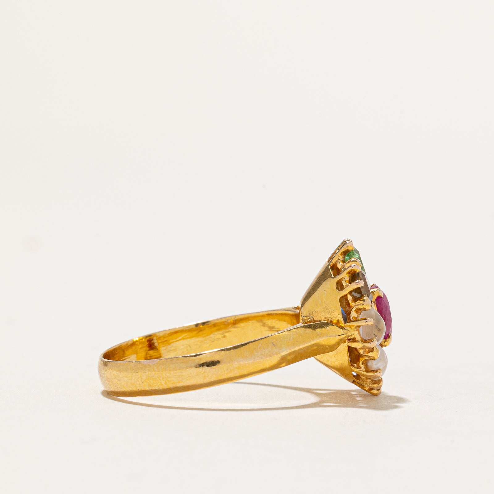 Multi Stone Navratna 9 Stone Chakra Ring | 1.55ctw | Size 8.5 | Spiritual Healing Jewelry for Meditation & Energy Balance