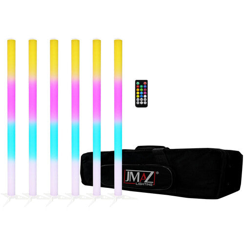 JMAZ Lighting Galaxy Tube Wireless 3.3' RGB LED Tube Light Kit (6 Pack) - Perfect for Bedroom, Party, Gaming Room & Home Decor Lighting