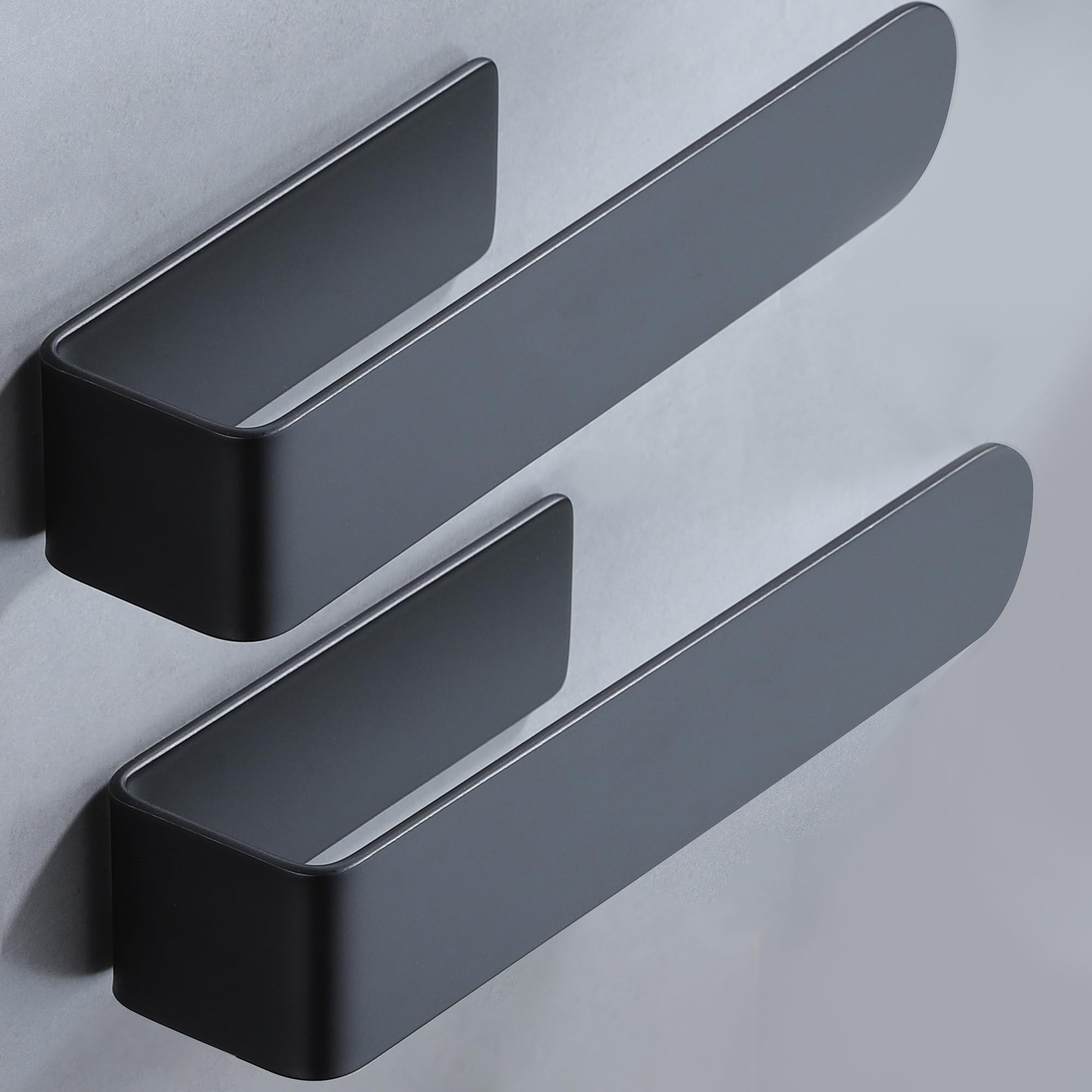 Taozun Black Self-Adhesive Stainless Steel Towel Holder Bar - 2 Pack Bathroom & Kitchen Towel Rack for Hand, Dish, and Tea Towels - Perfect for Small Spaces, Apartments, and RVs