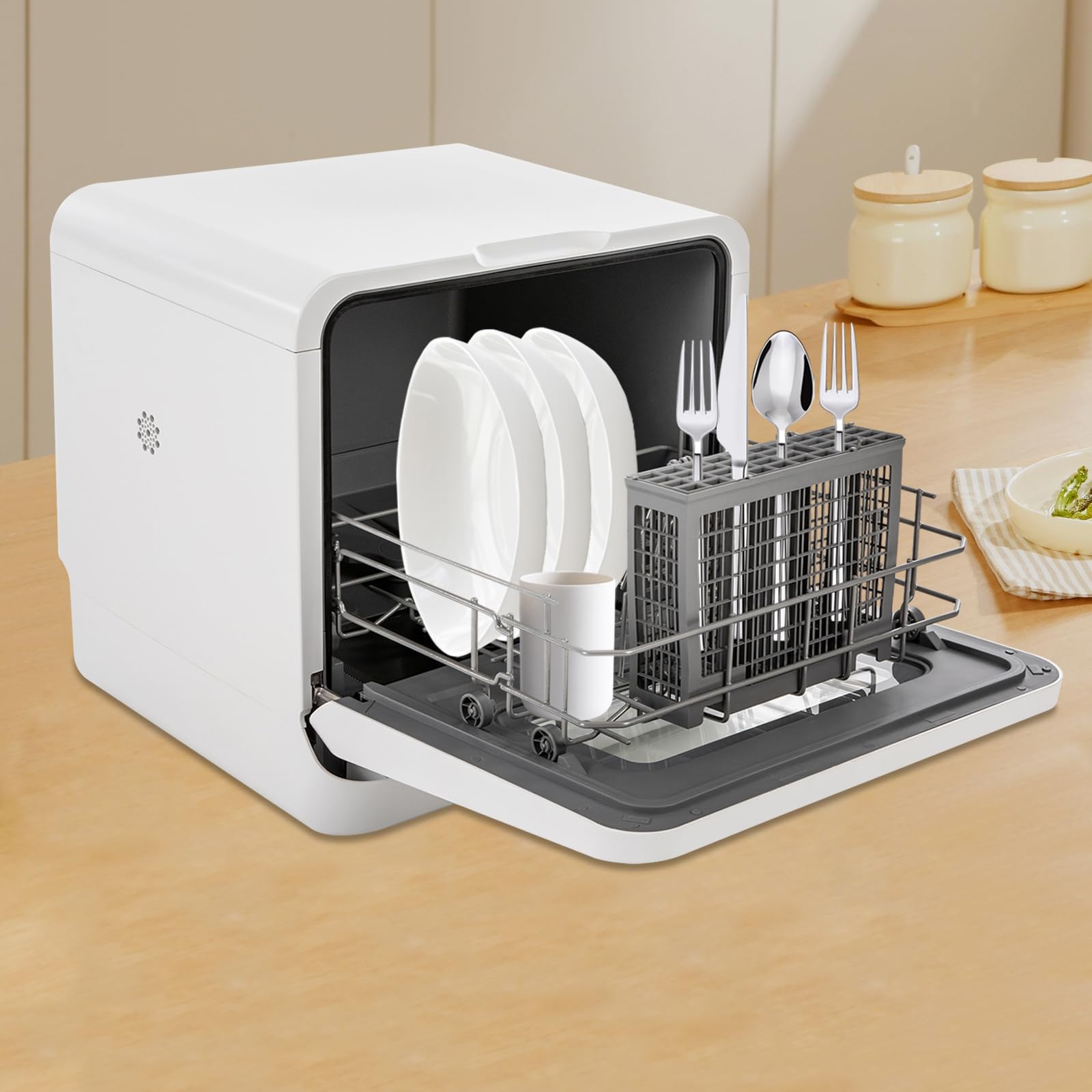 Portable Countertop Dishwasher with 360° Spray - 3-in-1 Compact Dishwasher Machine, 785W Multiple Washing Programs for Small Apartments & Home Use | Perfect for Kitchen, RV, Dorm & Office Spaces