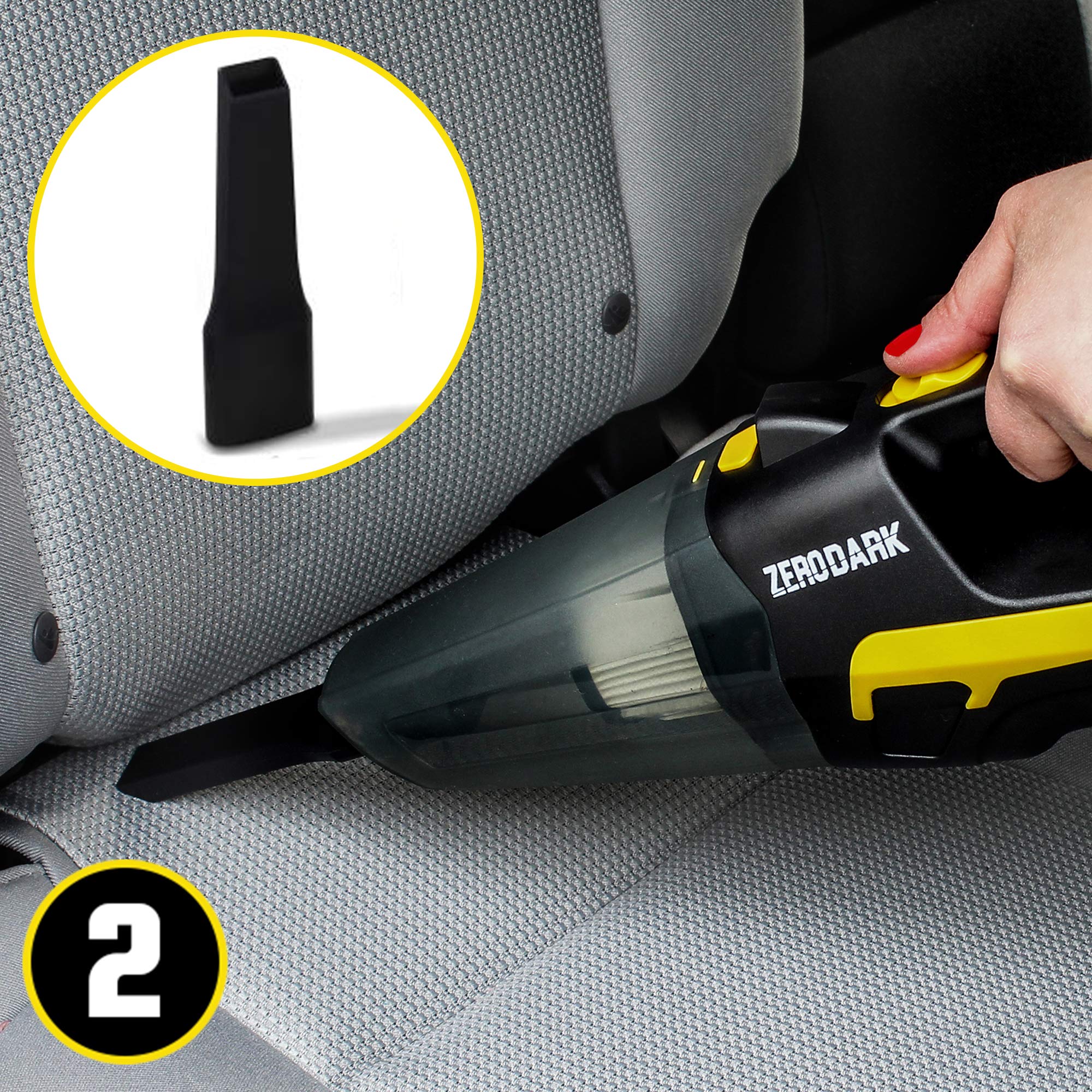 Aduro Sport ZeroDark Portable Car Vacuum Cleaner - High Power 12V Corded Handheld Vacuum for Car Interior Cleaning, Home, Office & Pet Hair - Compact Auto Vacuum with Accessories