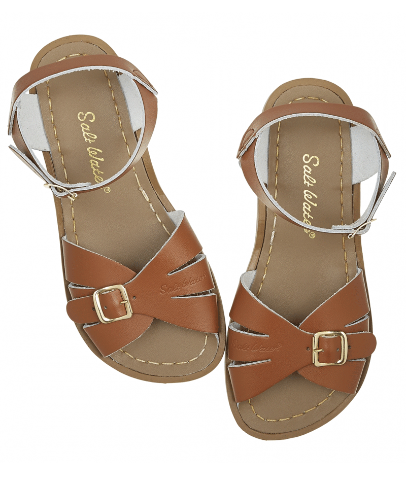 Classic Tan Saltwater Sandals for Women - Comfortable Leather Beach Sandals with Adjustable Buckle | Perfect for Summer, Vacation, Beach & Casual Outfits