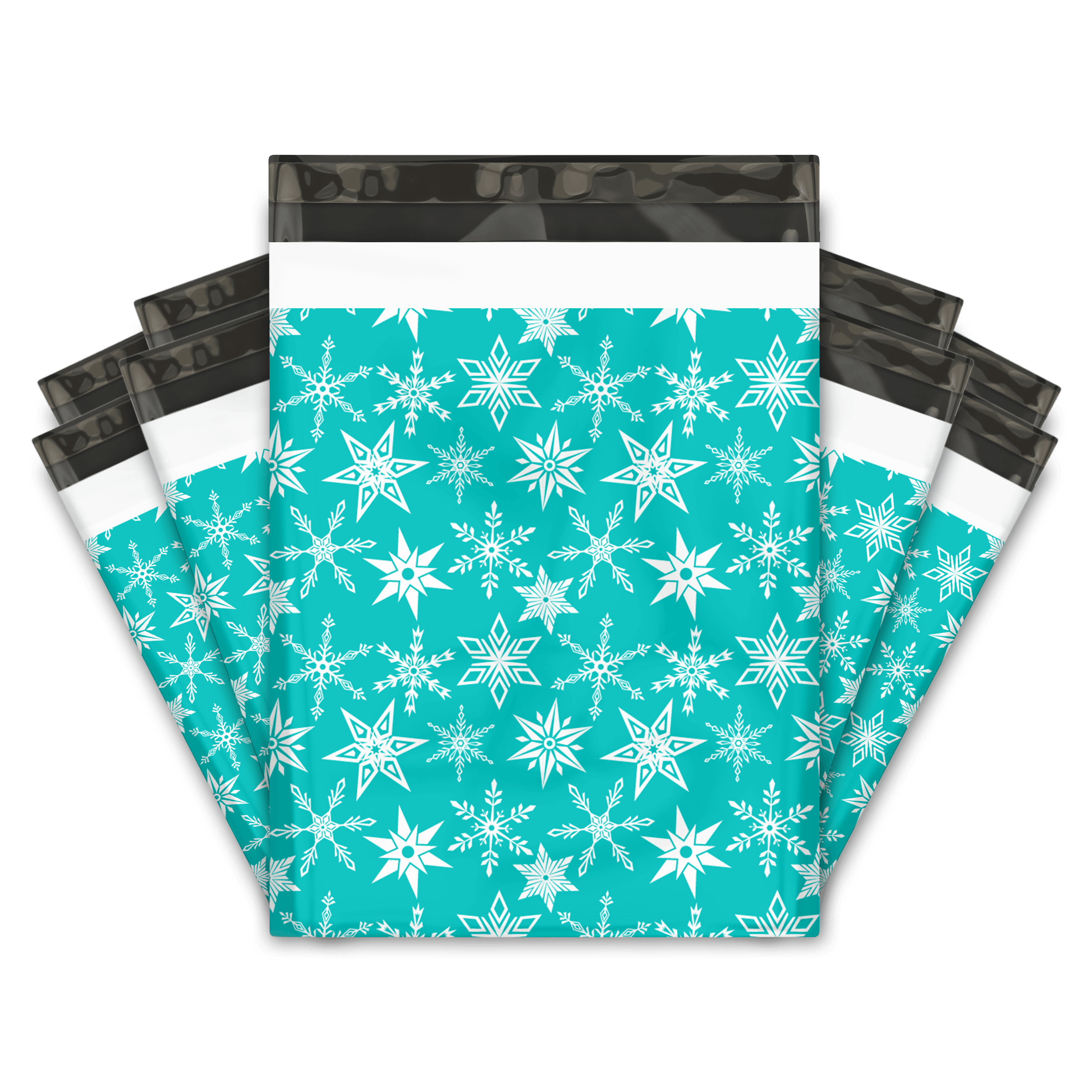 10x13 Winter Snowflakes Designer Poly Mailers - Premium Printed Shipping Envelopes for Ecommerce, Gift Bags & Holiday Packaging (Set of 50) - Perfect for Christmas Gifts, Online Stores & Seasonal Branding