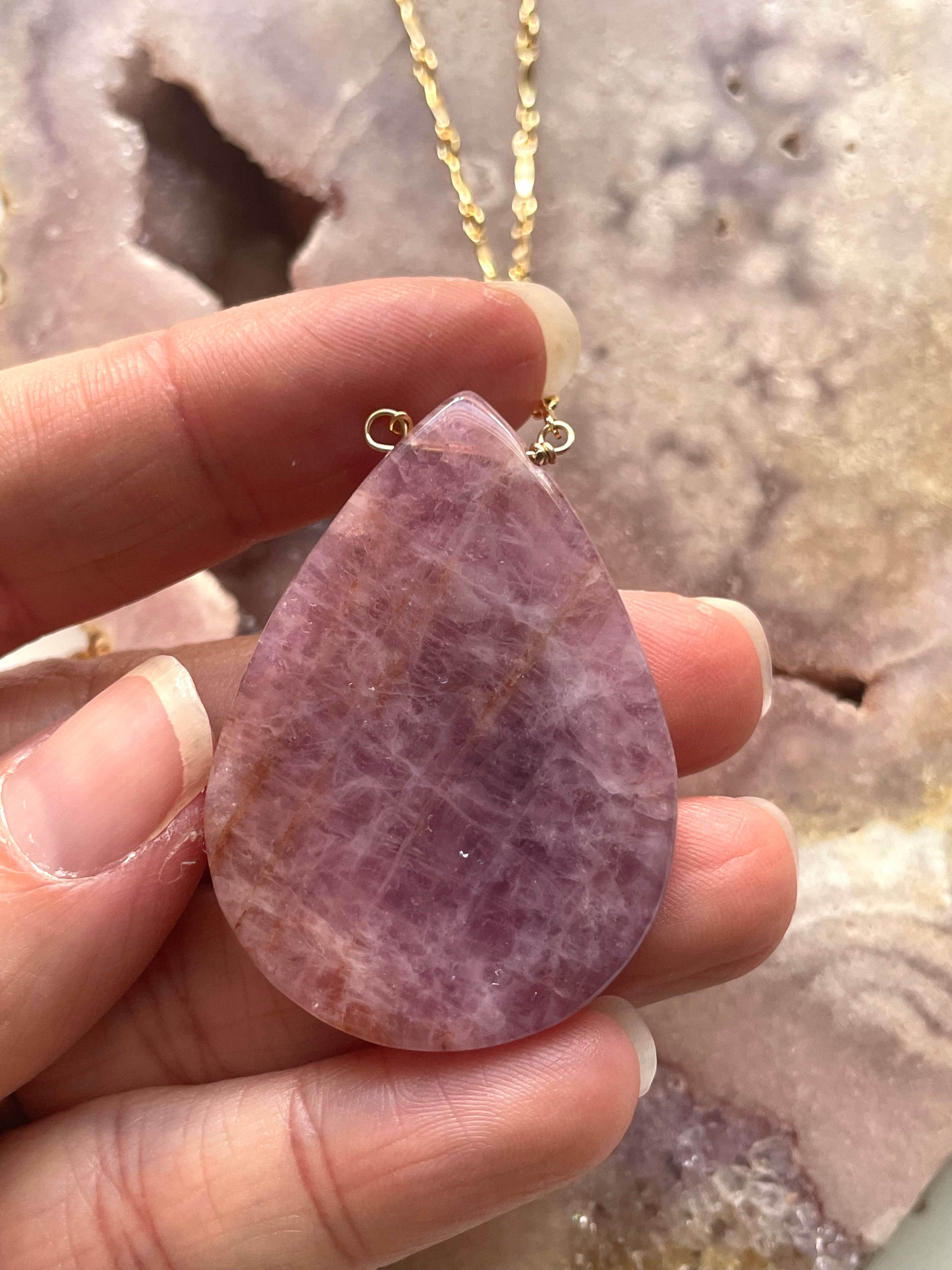 Large Rose Quartz Statement Crystal Necklace - 18K Gold Filled Healing Jewelry for Women - Perfect for Meditation, Yoga & Spiritual Gifts