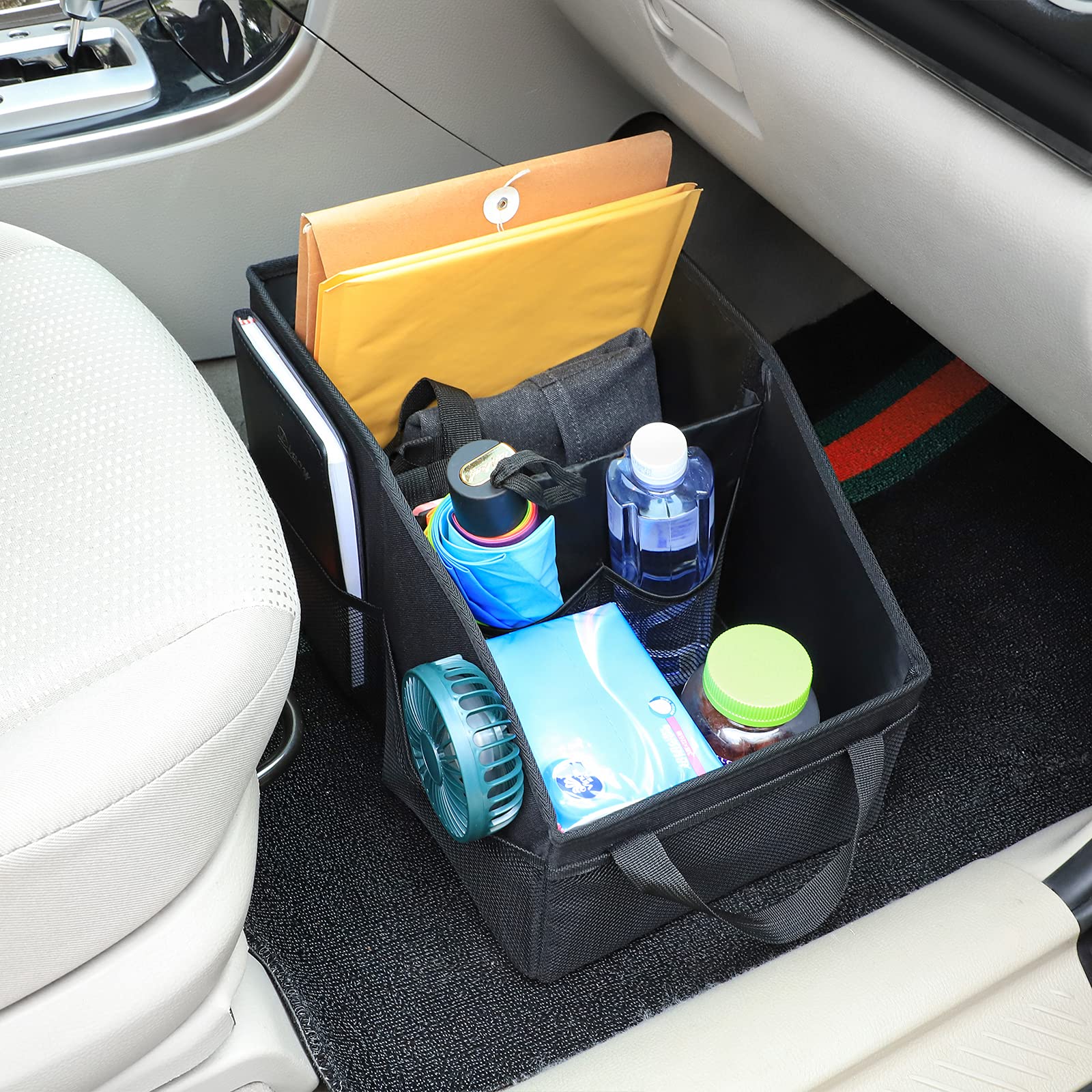 Car Seat Organizer with Dividers & Mesh Pockets - Front & Back Seat Storage Caddy for Phones, Toys & Essentials - Perfect for Road Trips, Family Travel & Daily Commutes