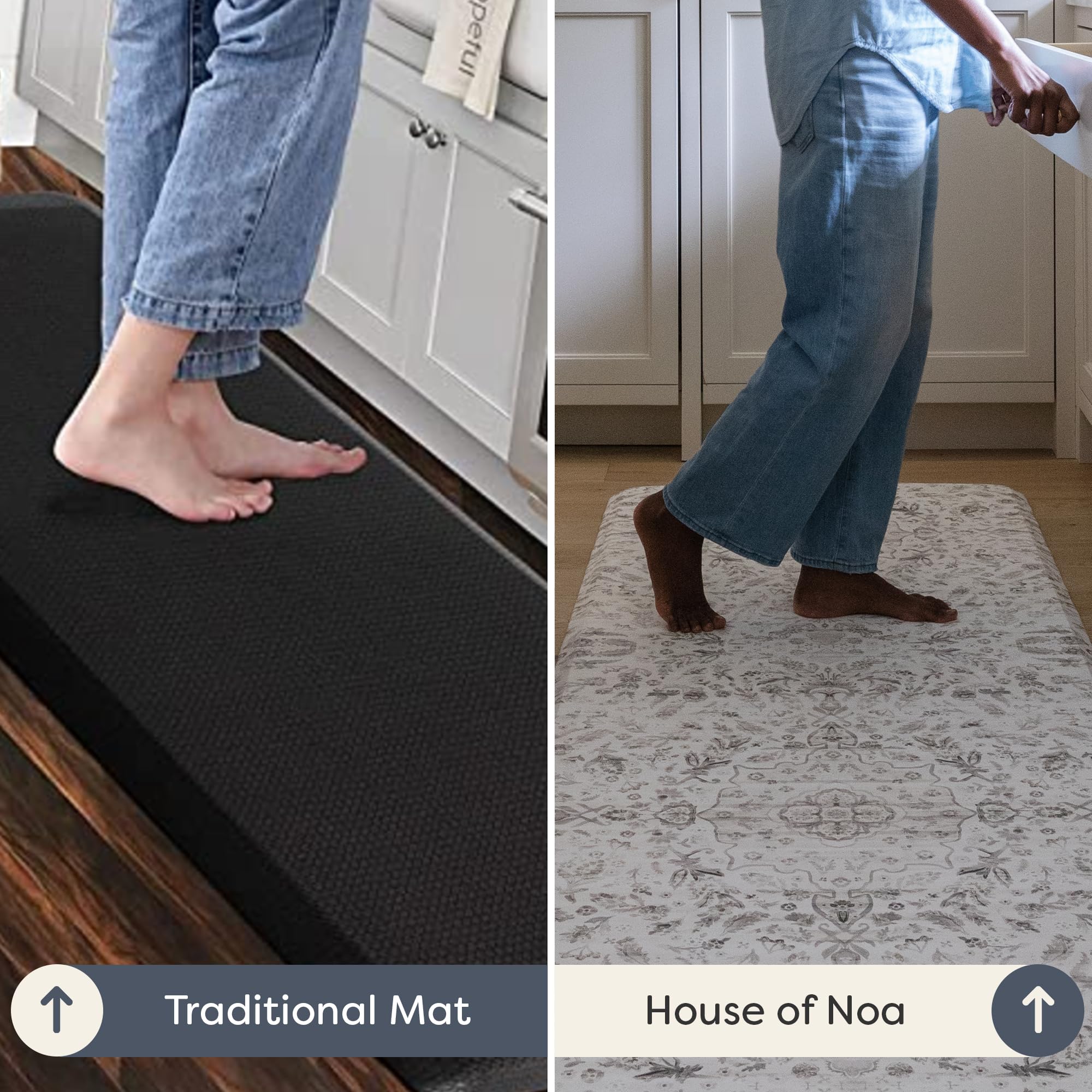 Nama Standing Mat – Anti-Fatigue Cushioned Kitchen Floor Mat with Ergonomic Bounce-Back Foam | Comfortable Anti-Slip Mat for Cooking, Dishwashing & Standing Workstations | Emile Latte 22