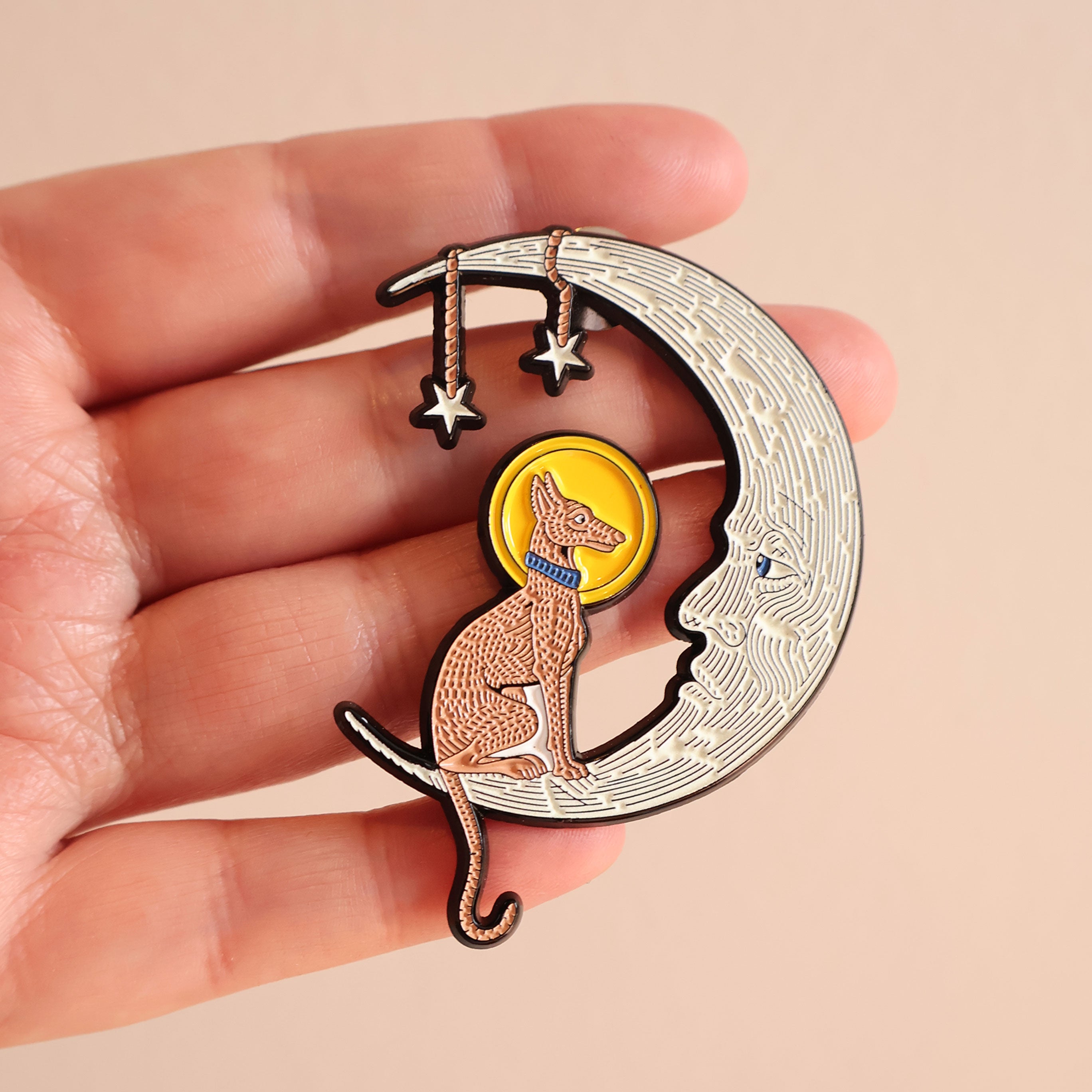 House of Hawks Hound on the Moon Enamel Pin Badge - Cute Dog & Moon Design Collectible Lapel Pin for Jackets, Backpacks & Gifts - Perfect for Pet Lovers, Pin Collectors & Fashion Accessories