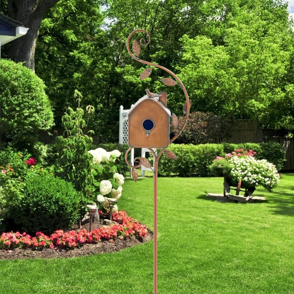 SFNTION Detachable Metal Hummingbird House with Pole - Outdoor Bird Nesting Box for Garden Decoration | Perfect for Backyard, Patio & Wildlife Habitat Attraction