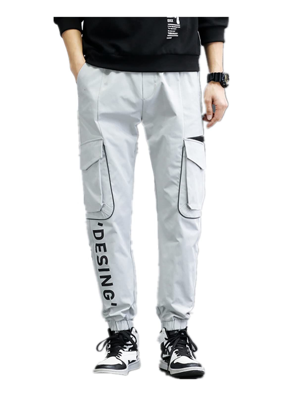 Men's Casual Jogger Pants - Spring Grey Plus Size Sweatpants, Solid Color Streetwear & Sports Trousers for Men | Perfect for Gym, Lounge & Everyday Wear