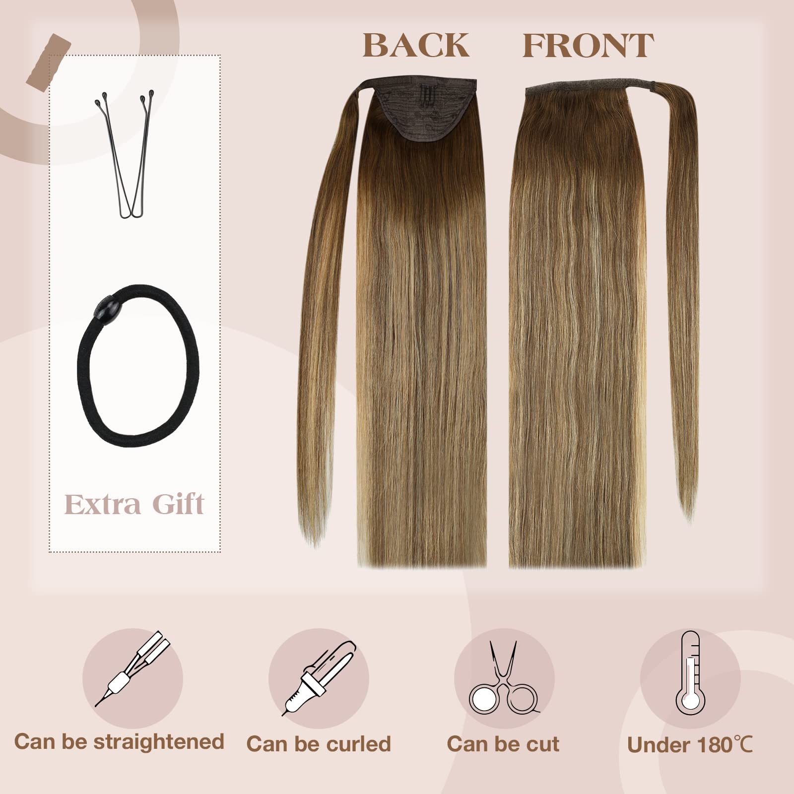 Premium Soft Human Hair Ponytail Extension - Natural Look & Comfortable Wear for Daily Styling, Parties & Special Occasions