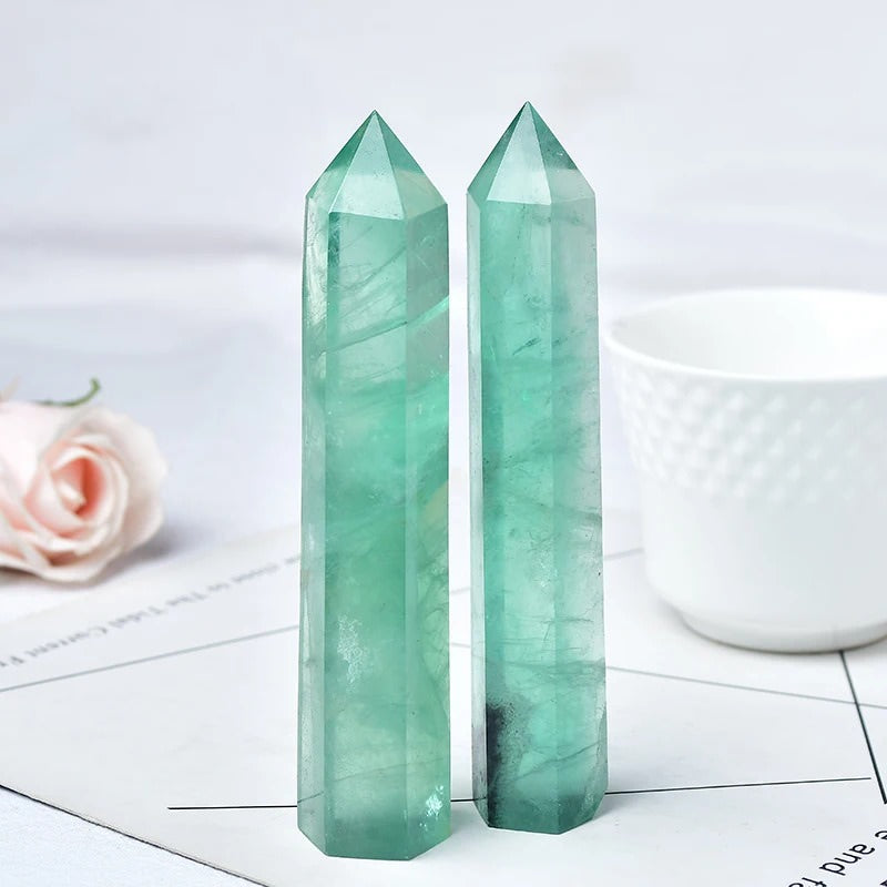 Natural Green Fluorite Crystal Tower - Healing Stone for Meditation, Energy Cleansing & Home Decor | Perfect for Reiki, Feng Shui & Spiritual Practices