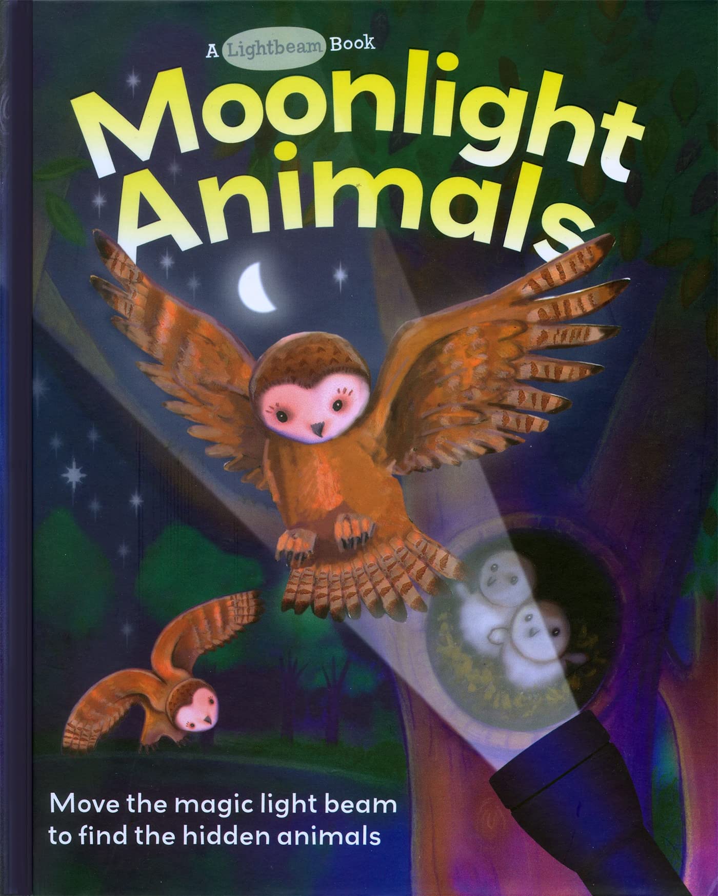 Moonlight Animals Lightbeam Books - Glow in the Dark Animal Storybook for Kids Bedtime Reading & Night Light