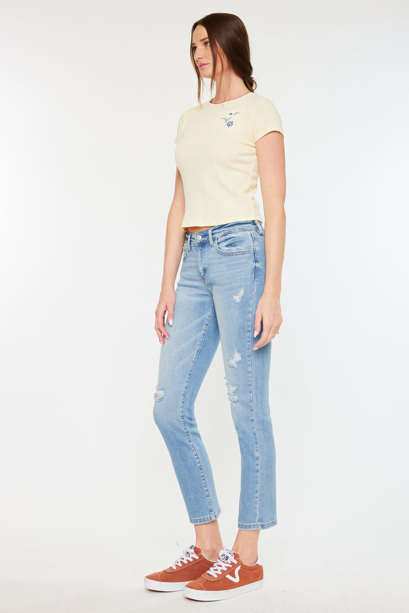Isabella Essentials Mid Rise Slim Straight Jeans for Women - Comfortable Stretch Denim Pants for Casual Wear & Everyday Outfits