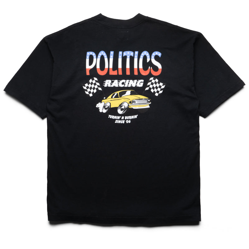 Politics Racing T-Shirt for Men - Black Graphic Tee - Comfortable Cotton Shirt for Casual Wear, Street Style & Political Enthusiasts