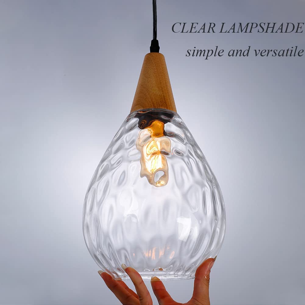 MoreChange 3-Light Cluster Glass Pendant Lighting Fixture with Water Drop Shade - Modern Kitchen Island & Dining Room Ceiling Light for Home, Bar, Restaurant Decor