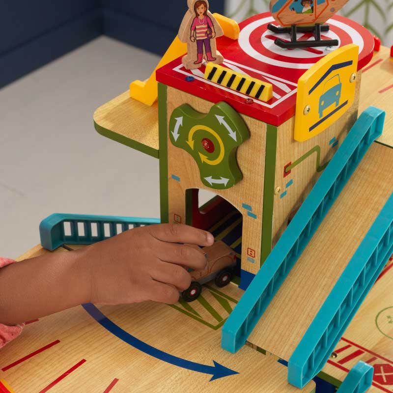 Wash n Go Wooden Car Garage Toy Set for Kids - Pretend Play Vehicle Wash Station with Parking Ramp - Perfect for Toddlers & Preschoolers (Great for Birthday Gifts & Early Learning Playtime)