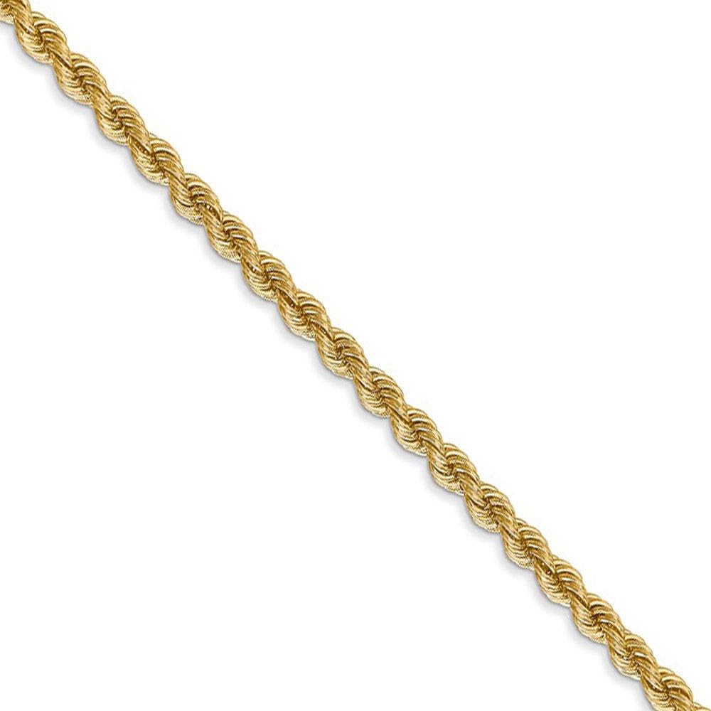 14k Yellow Gold Black Bow 2.75mm Handmade Solid Rope Chain Necklace for Everyday Elegance and Special Occasions