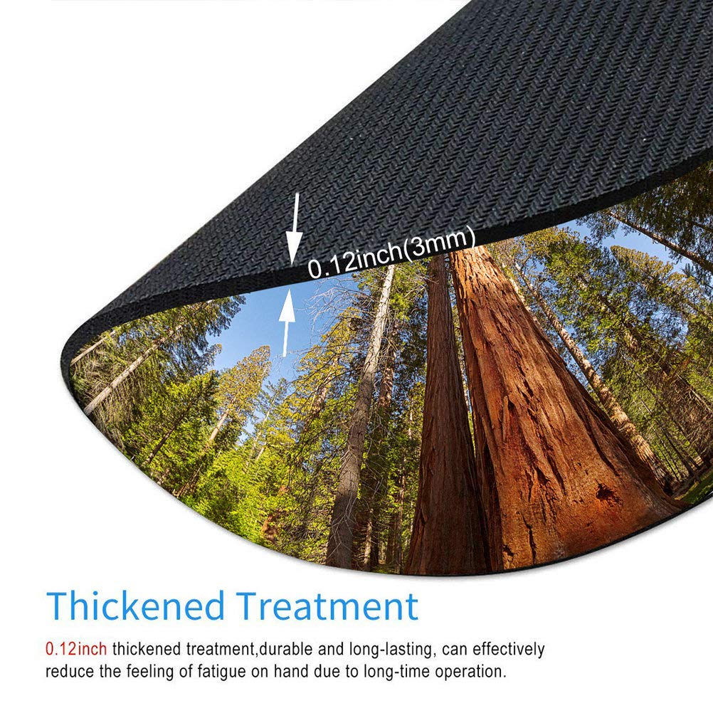 Custom Gaming Round Mouse Pad with Giant Sequoia Trees Design - Yosemite National Park Themed Office Desk Accessories | Perfect Gift for Gamers & Friends | Ideal for PC Gaming, Work & Home Office Use