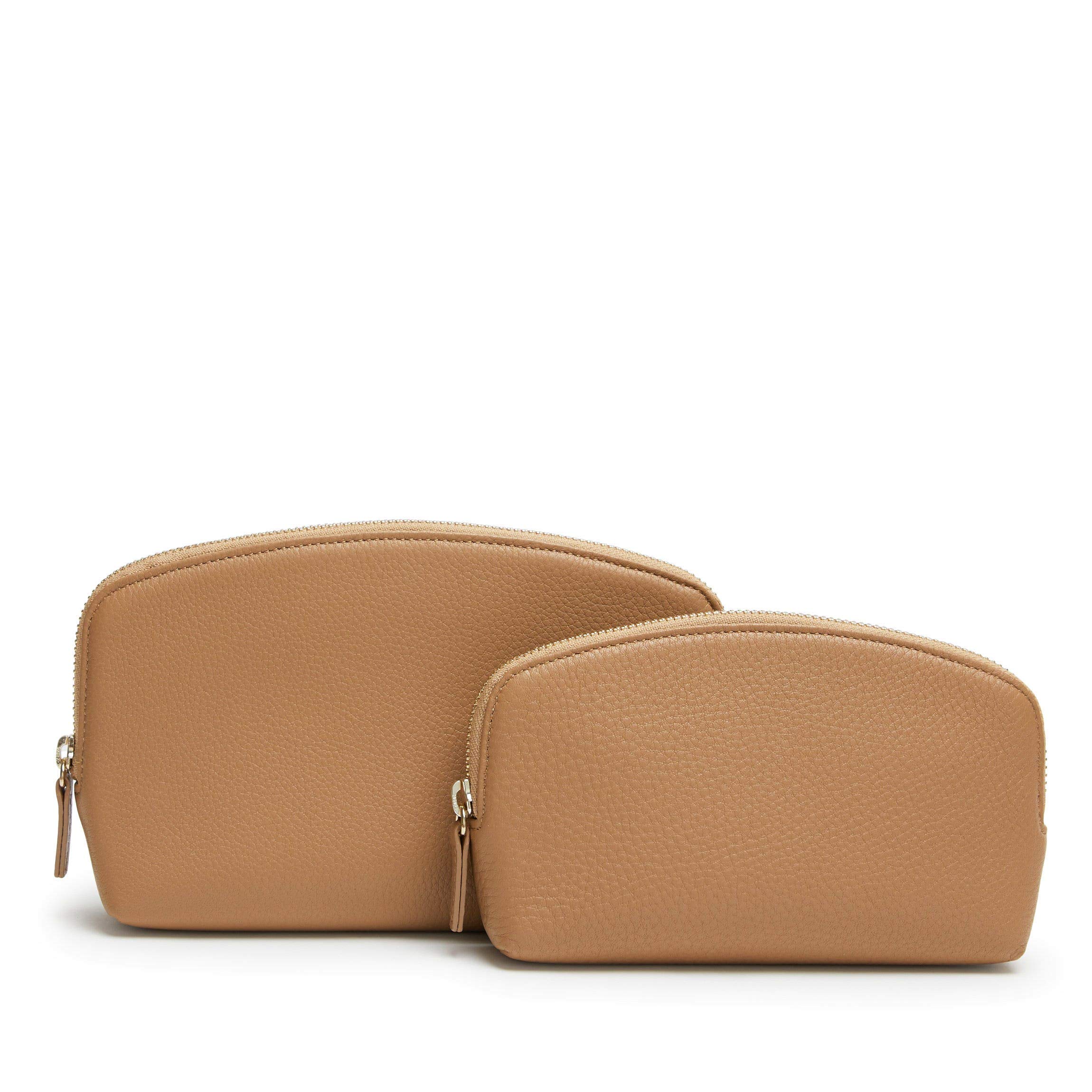 Premium Leather Makeup Bag Set for Women - Small & Medium Cosmetic Organizer Pouch | Travel, Gym & Everyday Essentials Storage