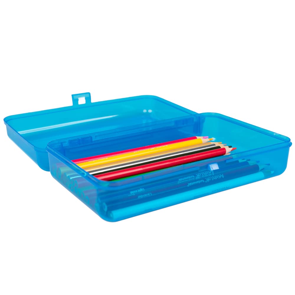 Craft County Clear Plastic Pencil Box - Colorful School & Office Supplies Organizer for Pens, Pencils, Art Tools - Perfect for Students, Teachers & Artists (Pink)