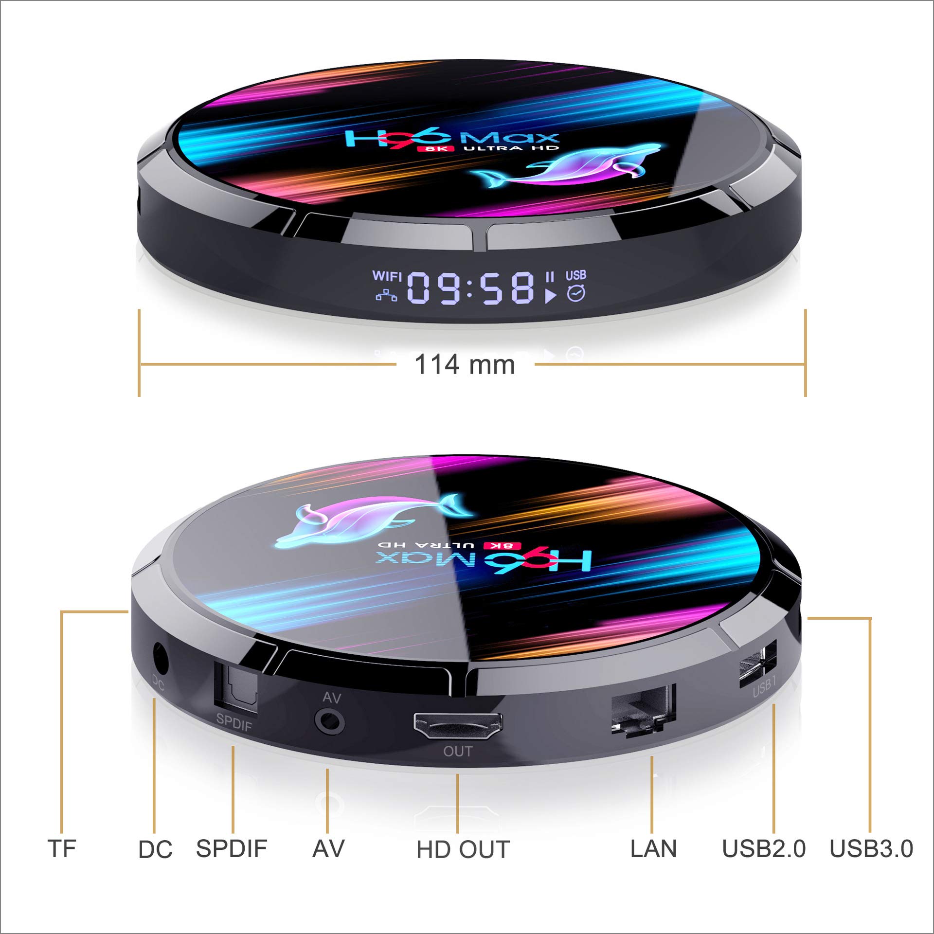 Android TV Box 9.0 with S905X3 Chip - 4GB RAM 128GB ROM Smart Streaming Device | Dual-Band WiFi (2.4G/5.8G), Bluetooth 4.1, Ethernet LAN | Supports 8K 3D Video Playback | Perfect for Netflix, Hulu, YouTube & Home Theater Entertainment