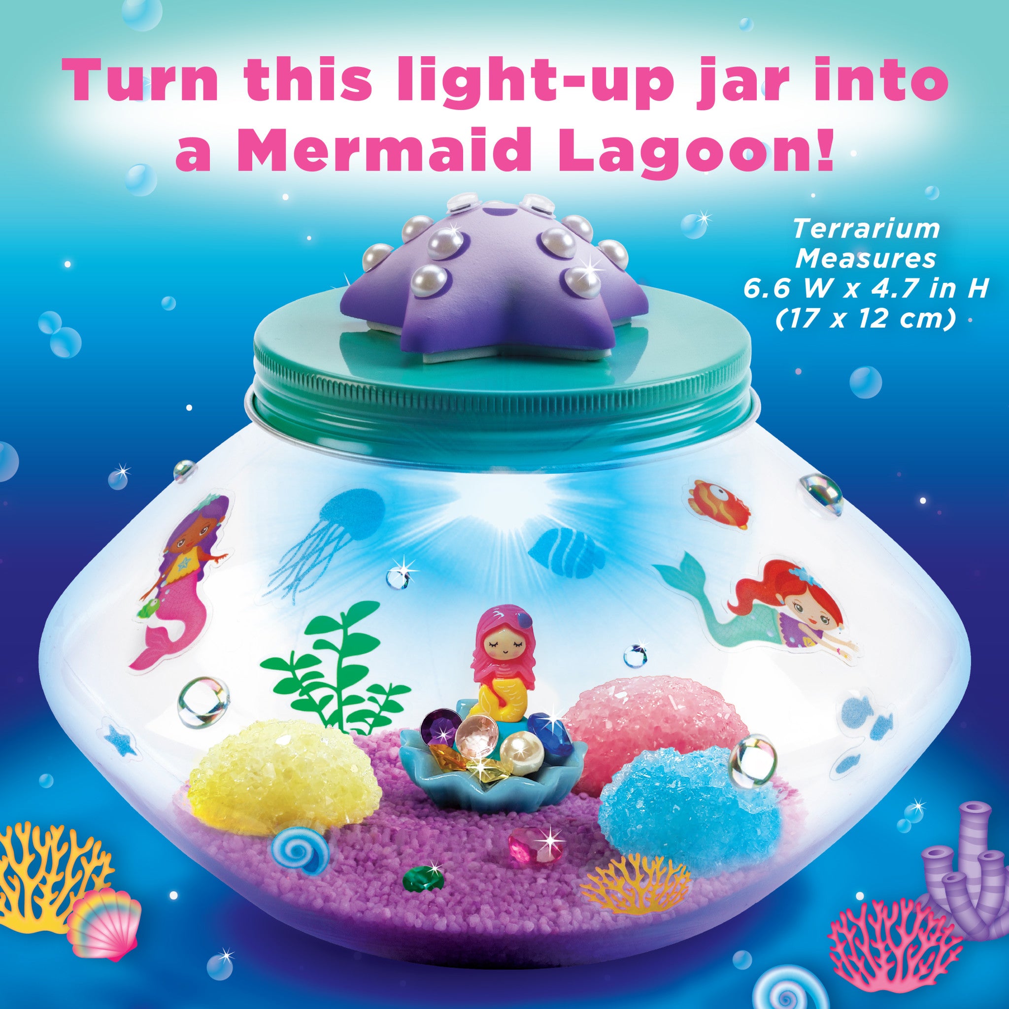 Crystal Mermaid Terrarium Kit - DIY Fairy Garden Decor with Glitter & Miniatures for Home & Office Desk (6343000) | Perfect for Gift Giving, Party Favors & Relaxation
