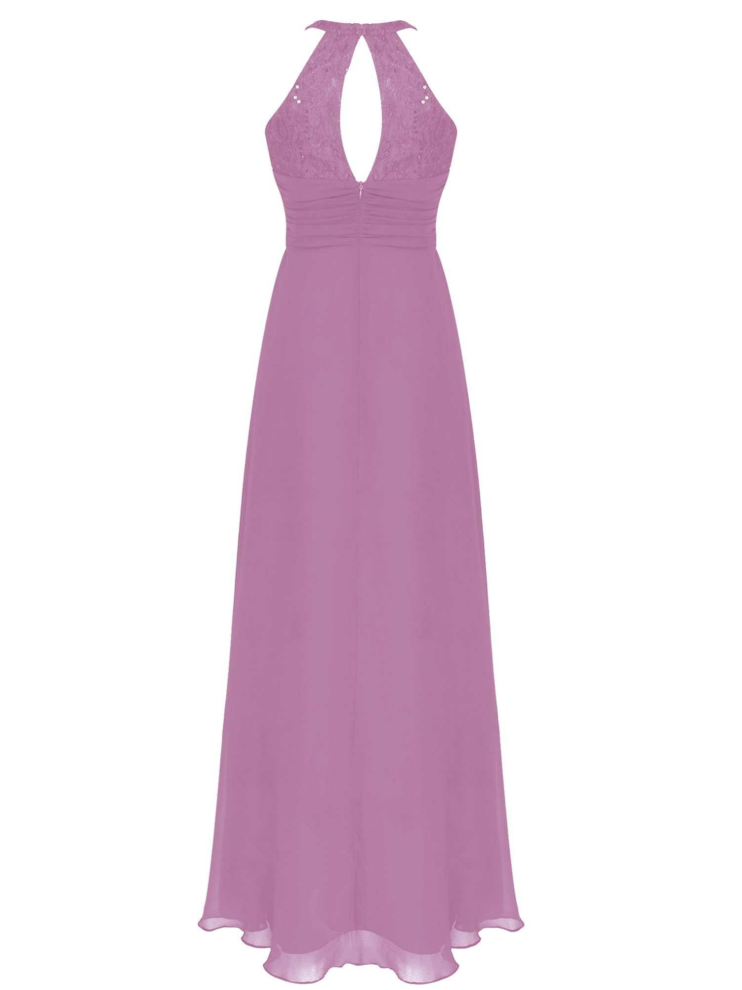 Elegant CHICTRY Women's Halter Chiffon Long Bridesmaid Dress with Lace Floral Detail - Perfect for Evening Parties, Weddings & Formal Events