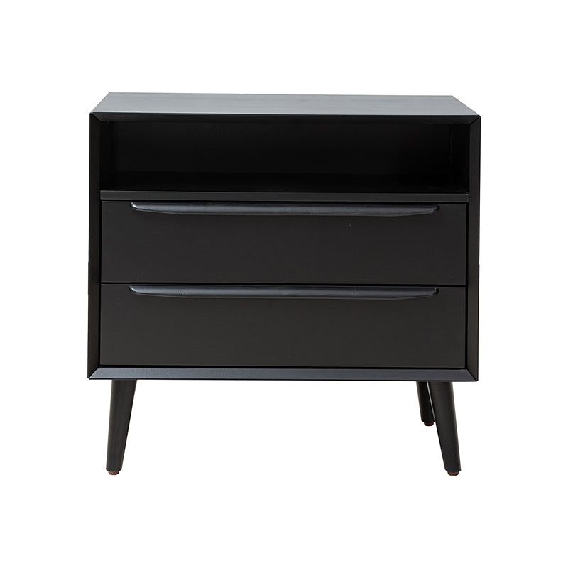 Mid Century Modern Nightstand with 2 Drawers & Built-in USB Outlets - Stylish Bedside Table for Bedroom, Living Room, or Office