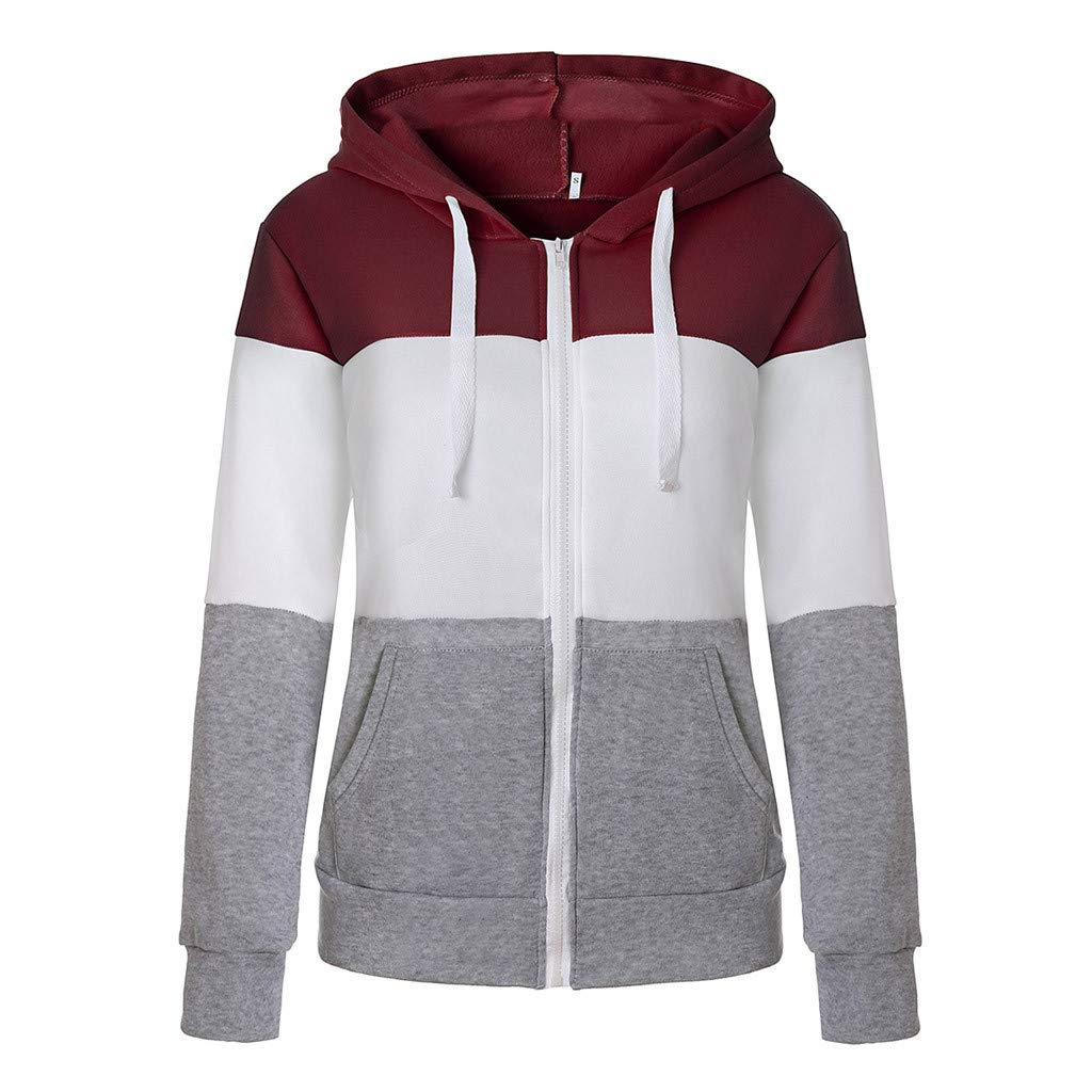 Women's Lightweight Zip-Up Hooded Jacket with Patchwork Design - Casual Long Sleeve Thin Coat for Everyday Wear, Outdoor Activities & Layering