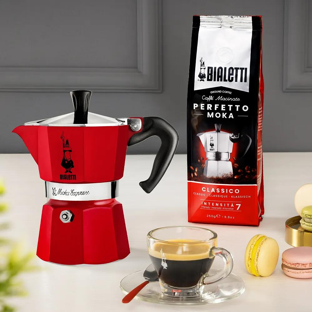 Bialetti Moka Express Stovetop Espresso Maker - 3 Cup (Red) | Italian Coffee Maker for Home & Office | Perfect for Espresso, Latte & Cappuccino