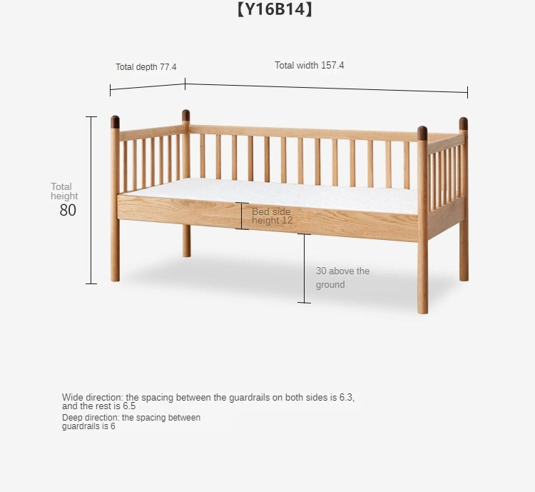 Premium Oak Solid Wood Toddler Bed - Convertible, Multi-Functional Kids Bed with Safety Rails | Perfect for Nursery, Daycare & Small Bedrooms