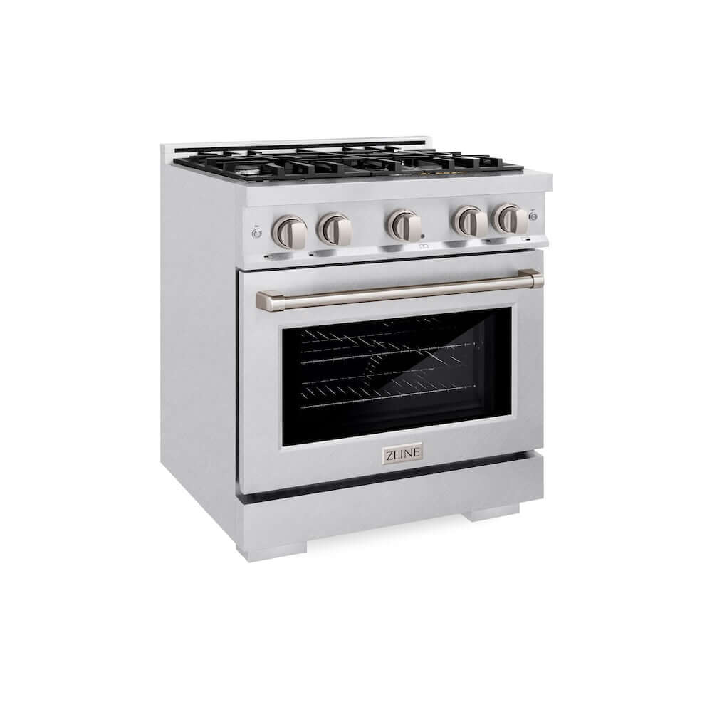 ZLINE 30-Inch 4.2 cu.ft Dual Fuel Range - 4 Burner Gas Cooktop & Electric Convection Oven in Satin Stainless Steel (HDRS 30) | Professional Kitchen Appliance for Home Chefs & Cooking Enthusiasts