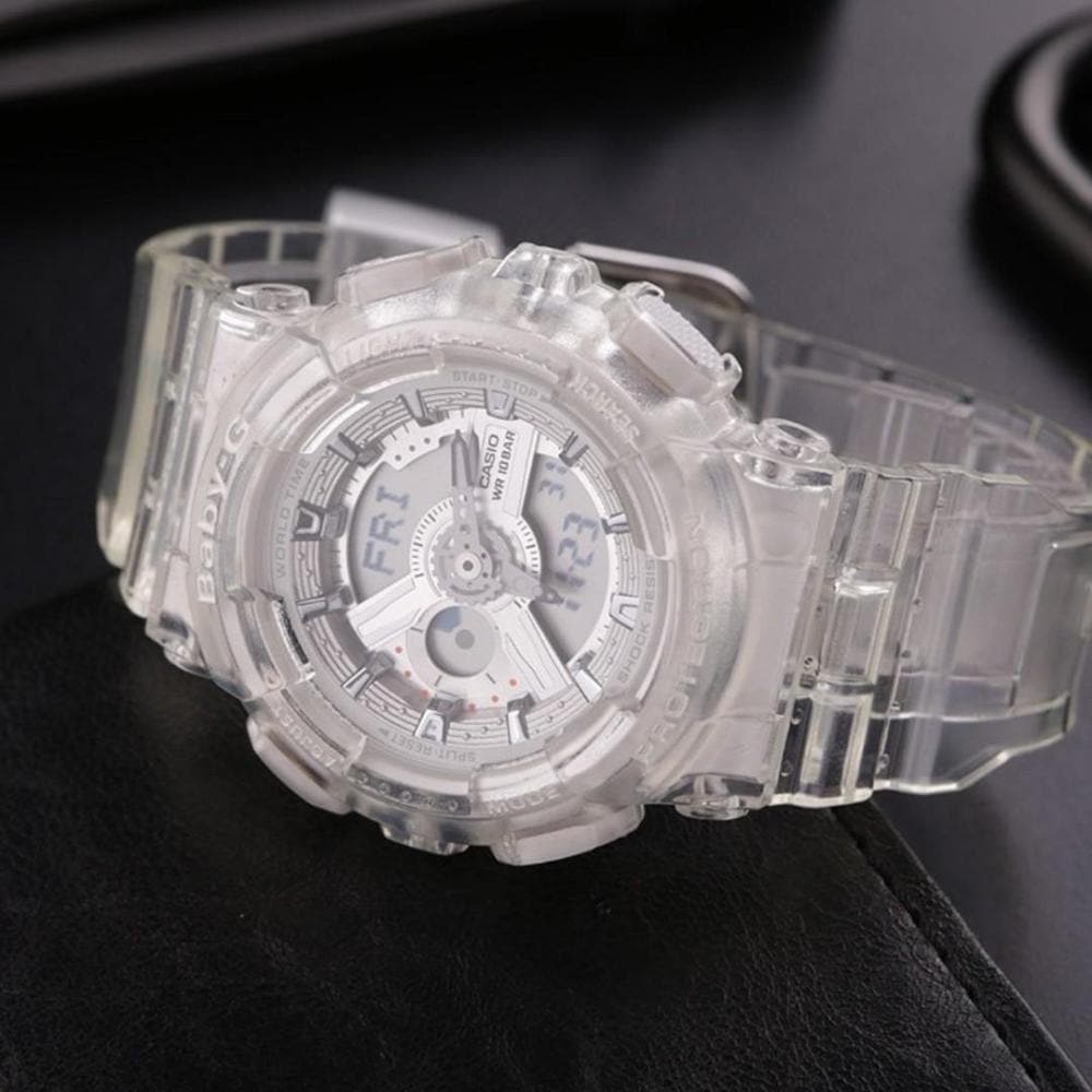 CASIO BABY-G BA-110CR-7ADR Digital Quartz Watch for Women - White Resin Band, Shock Resistant, Water Resistant - Perfect for Sports, Fitness & Outdoor Activities