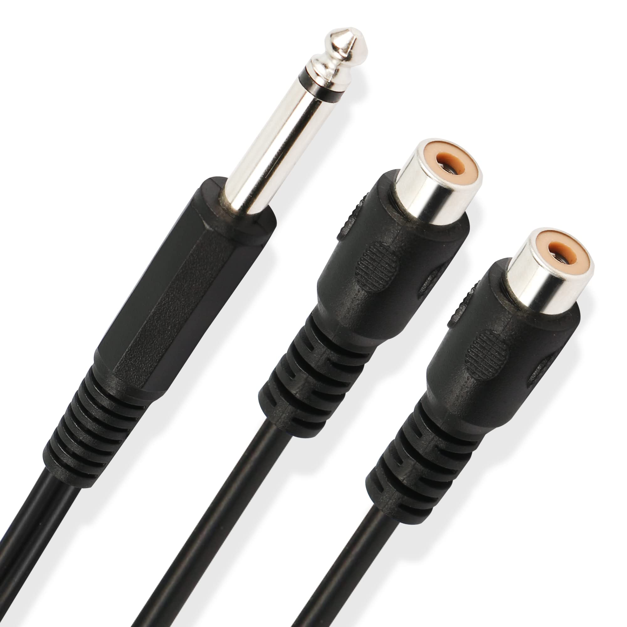 6.35mm to 2 RCA Cable, 1/4 Inch TS Male to 2 RCA Female Y Splitter Adapter, 20cm Audio Cable for Amplifiers, Speakers, Recording Equipment, Home Theater, and Studio Setups