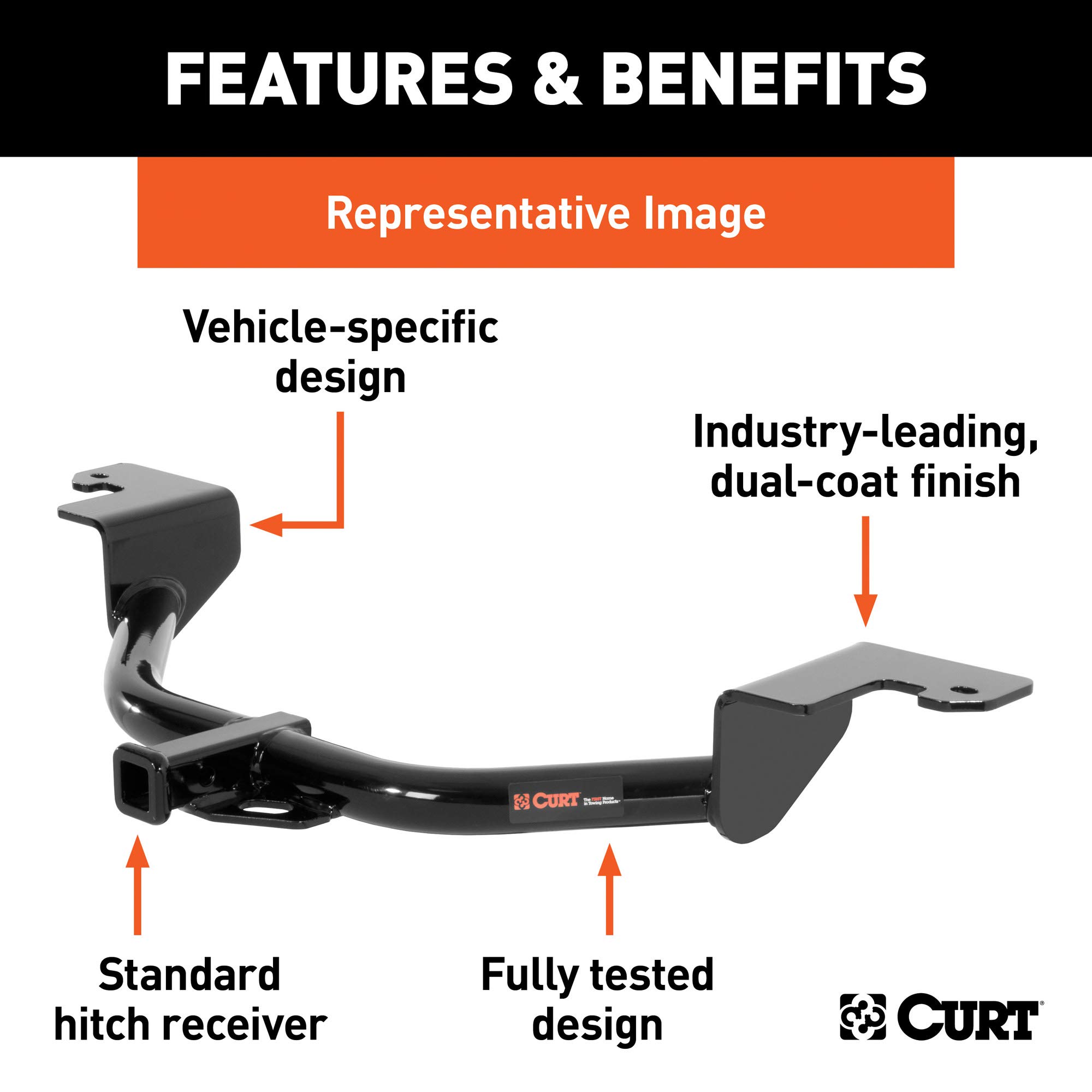 CURT 11412 Class 1 Trailer Hitch 1-1/4 Inch Receiver for Volkswagen Golf & GTI - Black | Towing Bike Rack & Cargo Carrier | Perfect for Camping, Road Trips & Outdoor Adventures