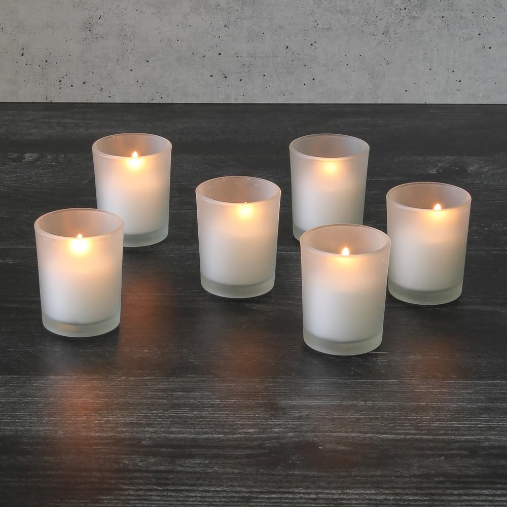144 Pack Frosted Glass Votive Candle Holders - 2.5 Inch Small Candle Cups for Wedding, Party, Restaurant, Home Decor & Centerpieces