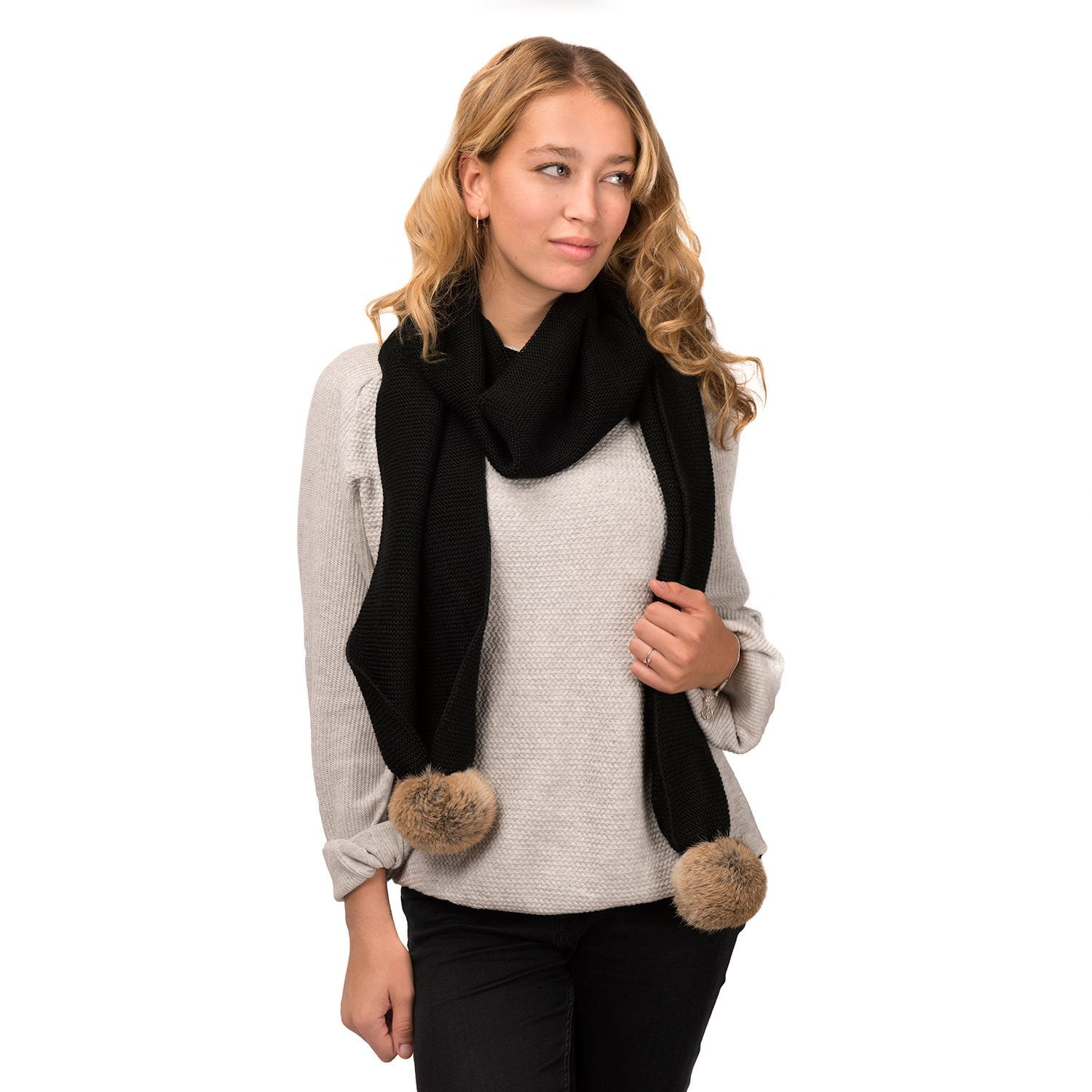 Premium Sofia Scarf - Soft & Stylish Black/Natural Winter Fashion Accessory for Women | Perfect for Cold Weather, Office Wear & Holiday Outfits