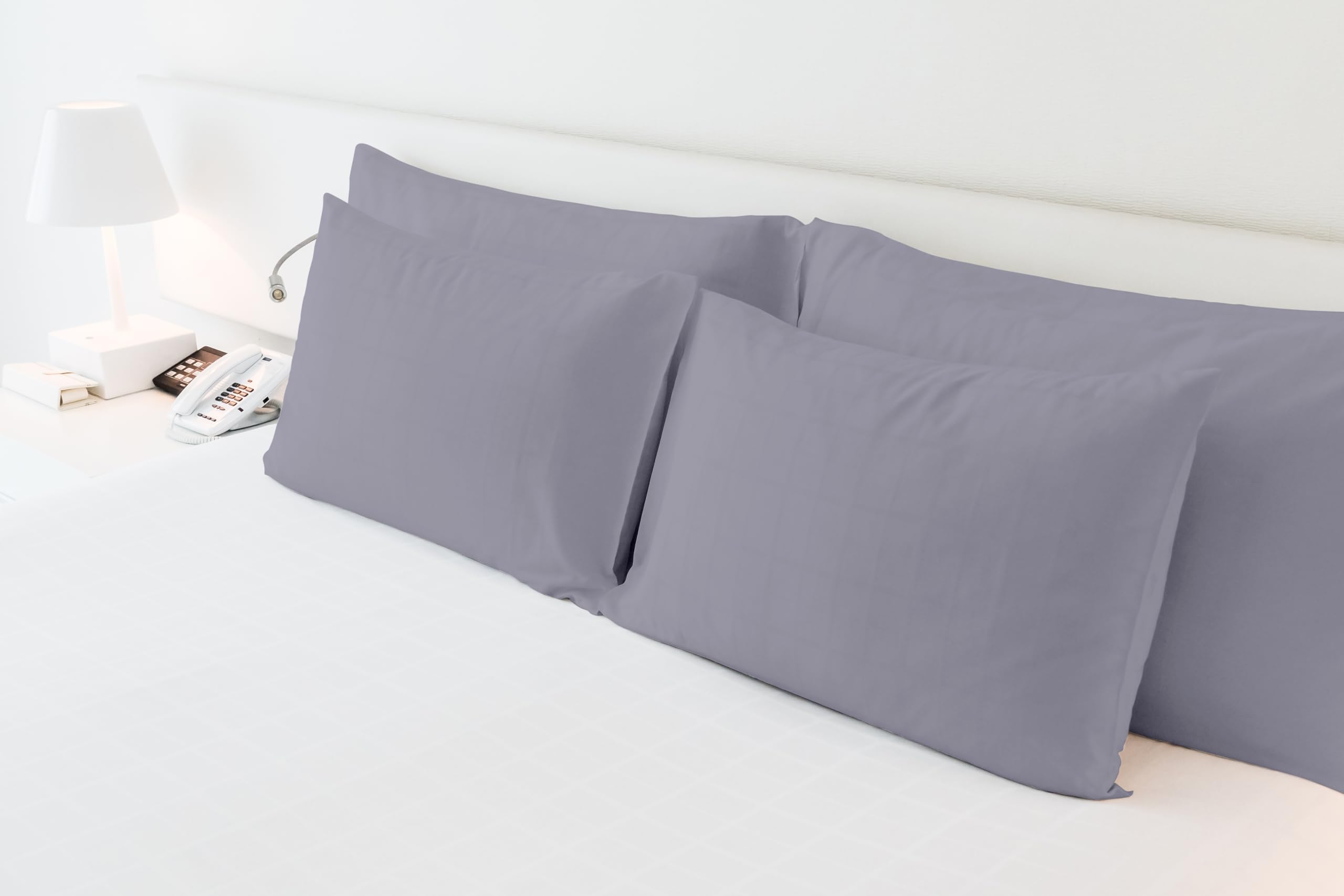Premium 100% Natural Cotton 600 Thread Count King Pillowcases Set of 2 - Silver 20