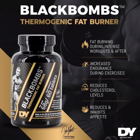 DY Nutrition Black Bombs Fat Burner Supplement - 60 Capsules for Weight Loss & Metabolism Boost | Unflavored | Supports Energy & Focus for Workouts & Active Lifestyle