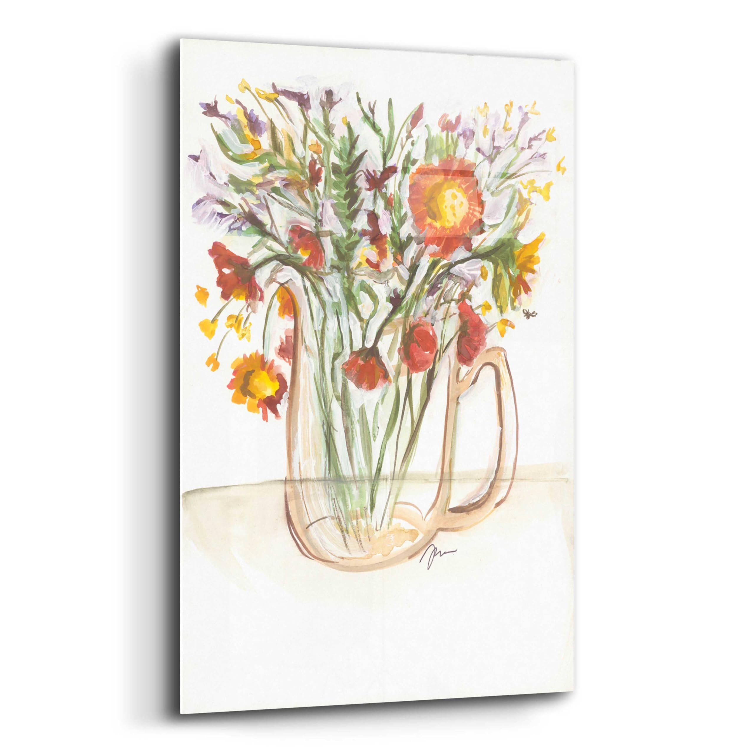 Buttermilk Farm Florals Acrylic Glass Wall Art by Jessica Mingo - 16x24 Inches Modern Farmhouse Painting for Living Room, Bedroom & Office Decor