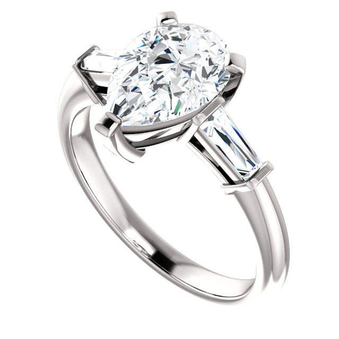 1.55CT Pear Cut Colorless Moissanite Engagement Ring - Handmade Antique 925 Sterling Silver Wedding Promise Ring - Custom Bespoke Jewelry for Proposals, Anniversaries & Special Gifts