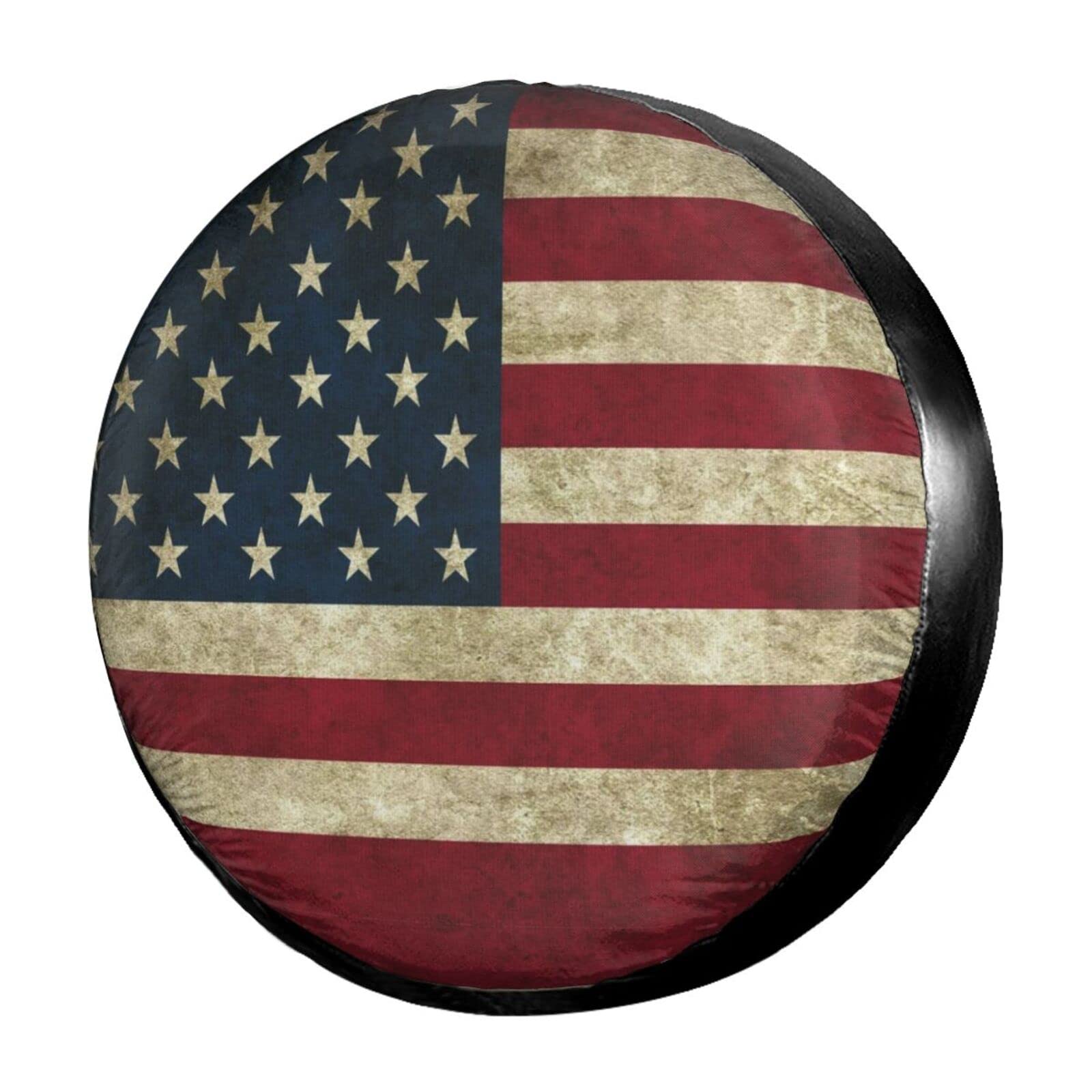 Vintage American Flag Spare Tire Cover - 15 Inch Dust-Proof Wheel Protector for Trailers, RVs, SUVs & Trucks | Perfect for Road Trips, Camping & Outdoor Adventures