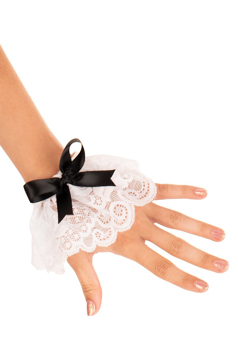 Elegant Lace Maid Costume Set - Headband, Choker & Cuffs for Cosplay, Halloween, Role Play & Bachelorette Parties